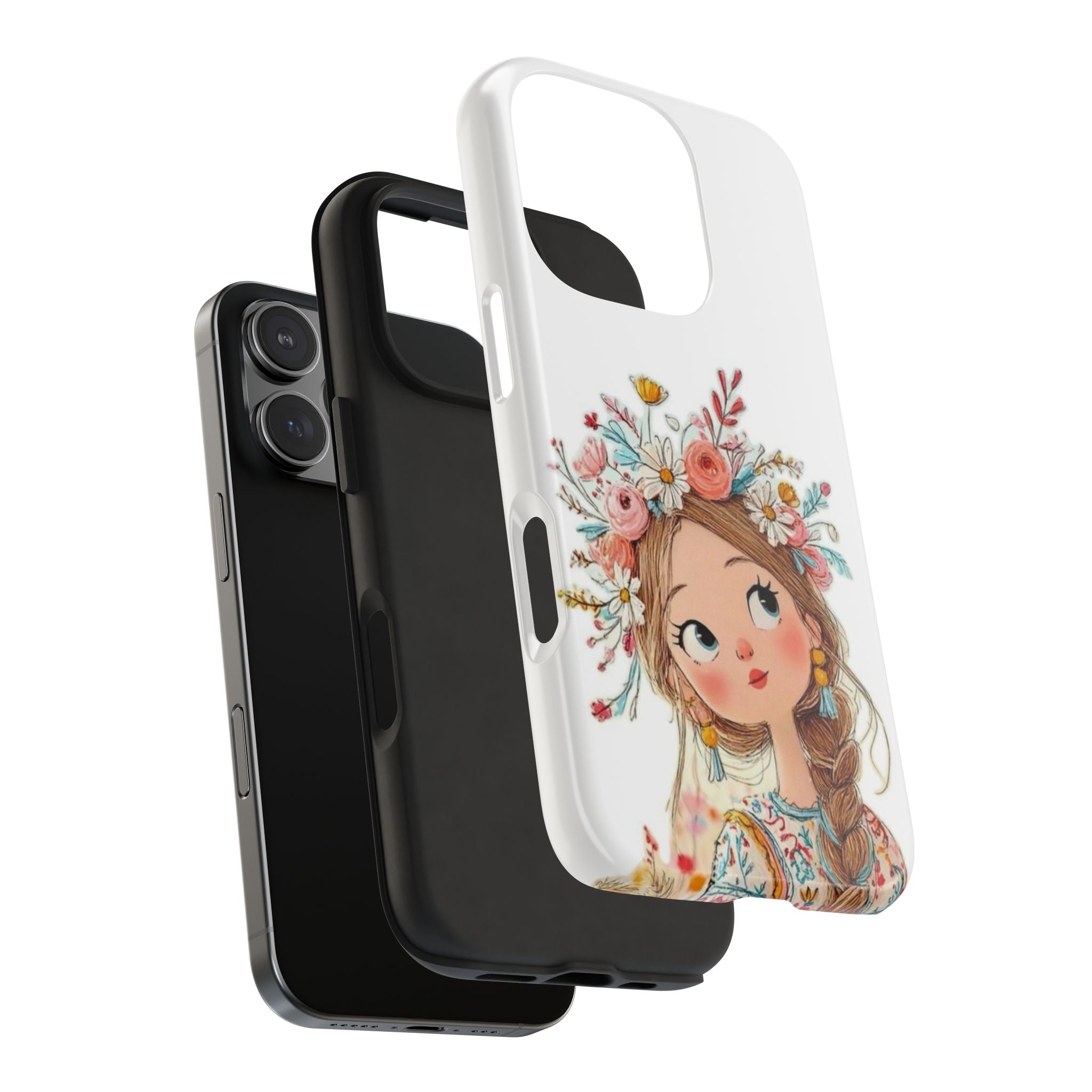 Floral Boho Girl Tough Phone Case — Cute Flower Crown Protection