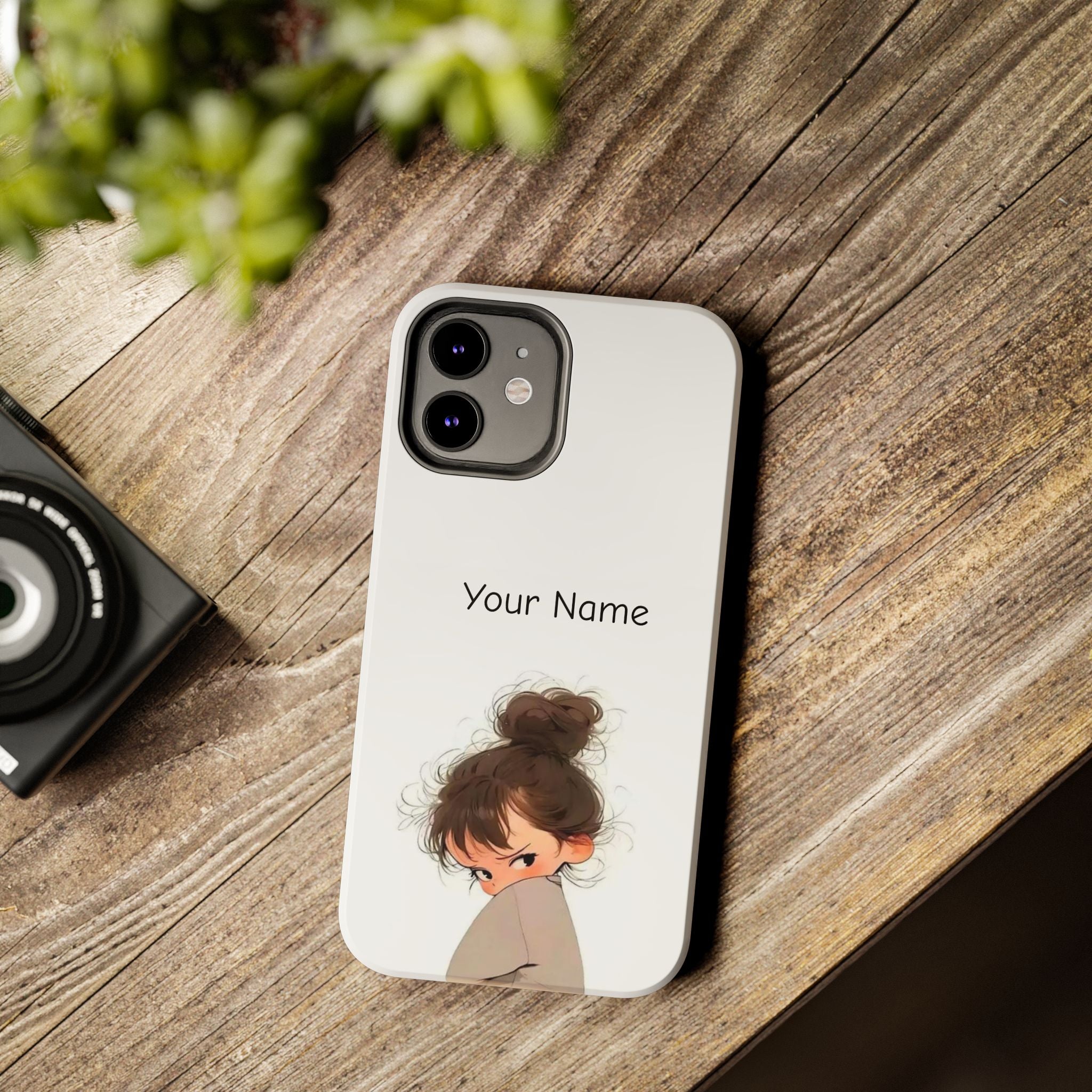 Personalized Cute Girl Tough Phone Case — Custom Name Protective iPhone Case