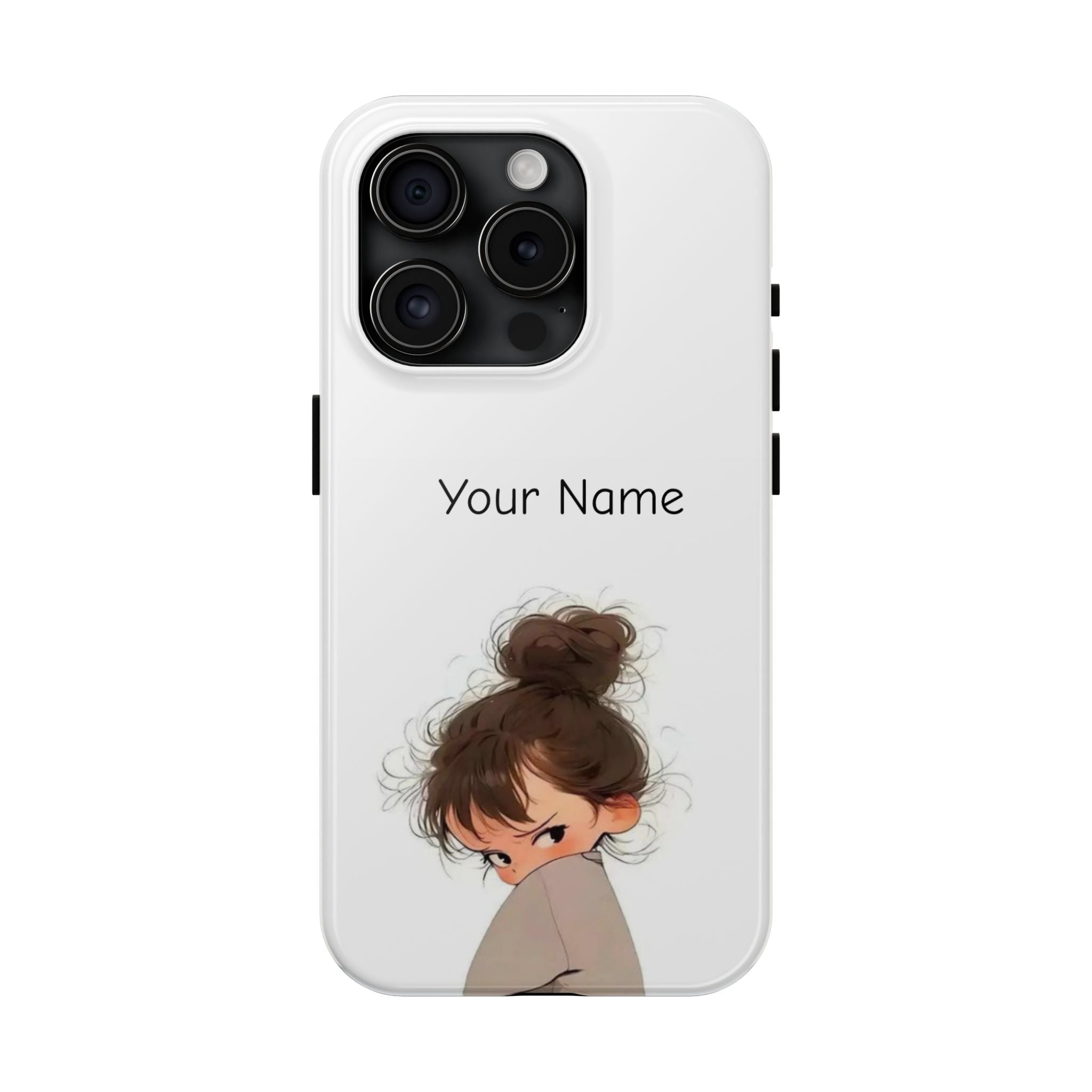 Personalized Cute Girl Tough Phone Case — Custom Name Protective iPhone Case
