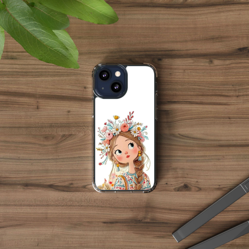 Floral Crown Girl Clear Phone Case