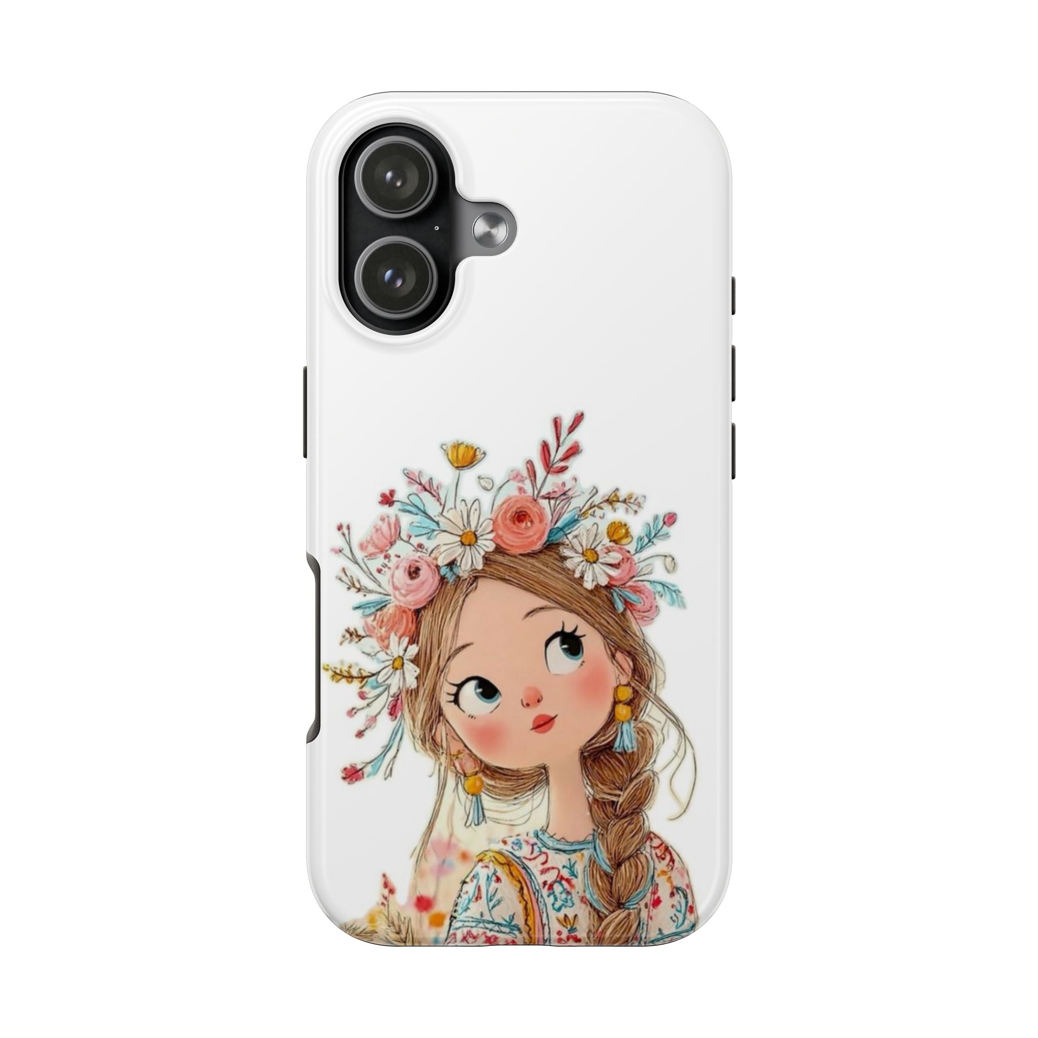 Floral Boho Girl Tough Phone Case — Cute Flower Crown Protection