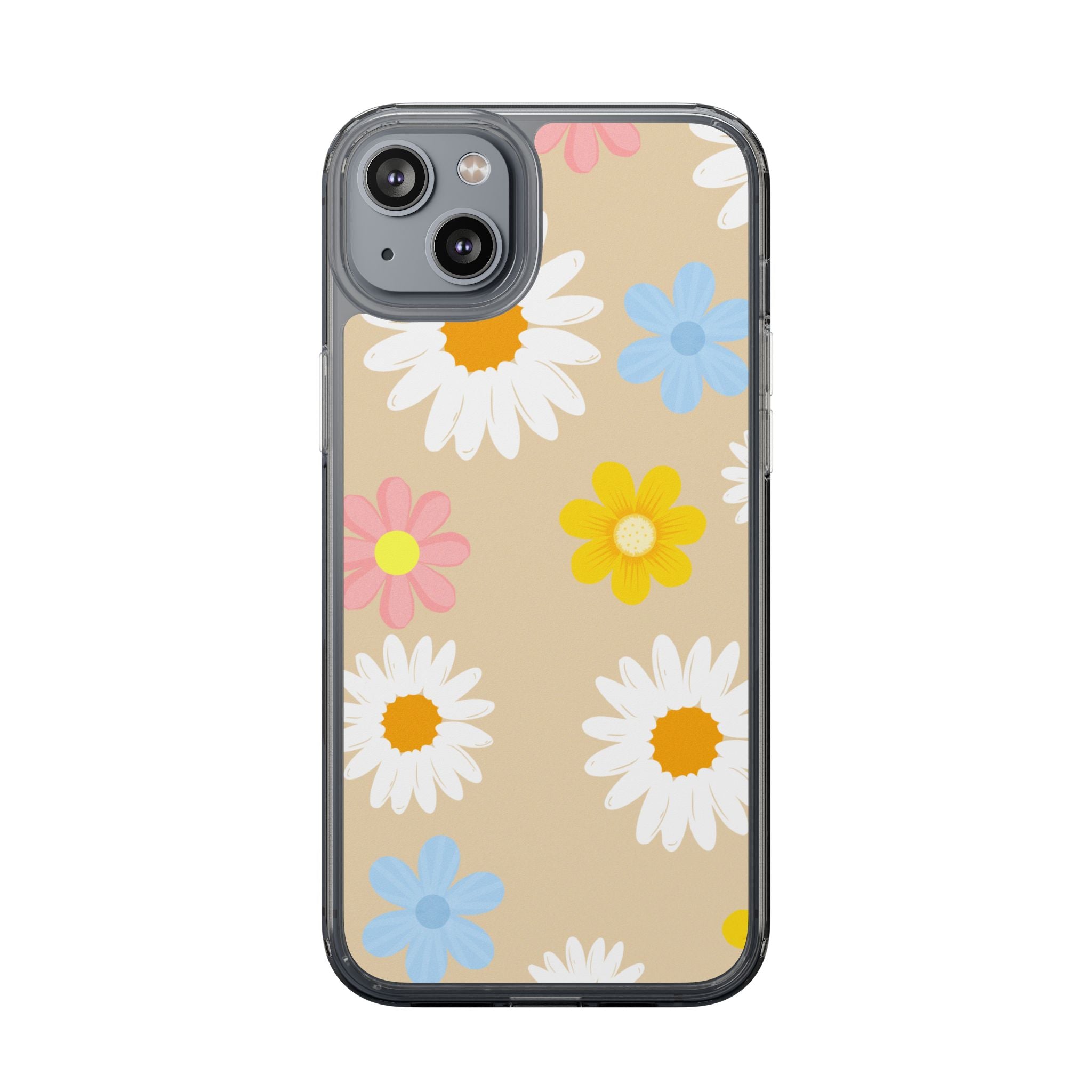 Daisy Floral Clear Phone Case — Pastel Flowers Protective iPhone Cover