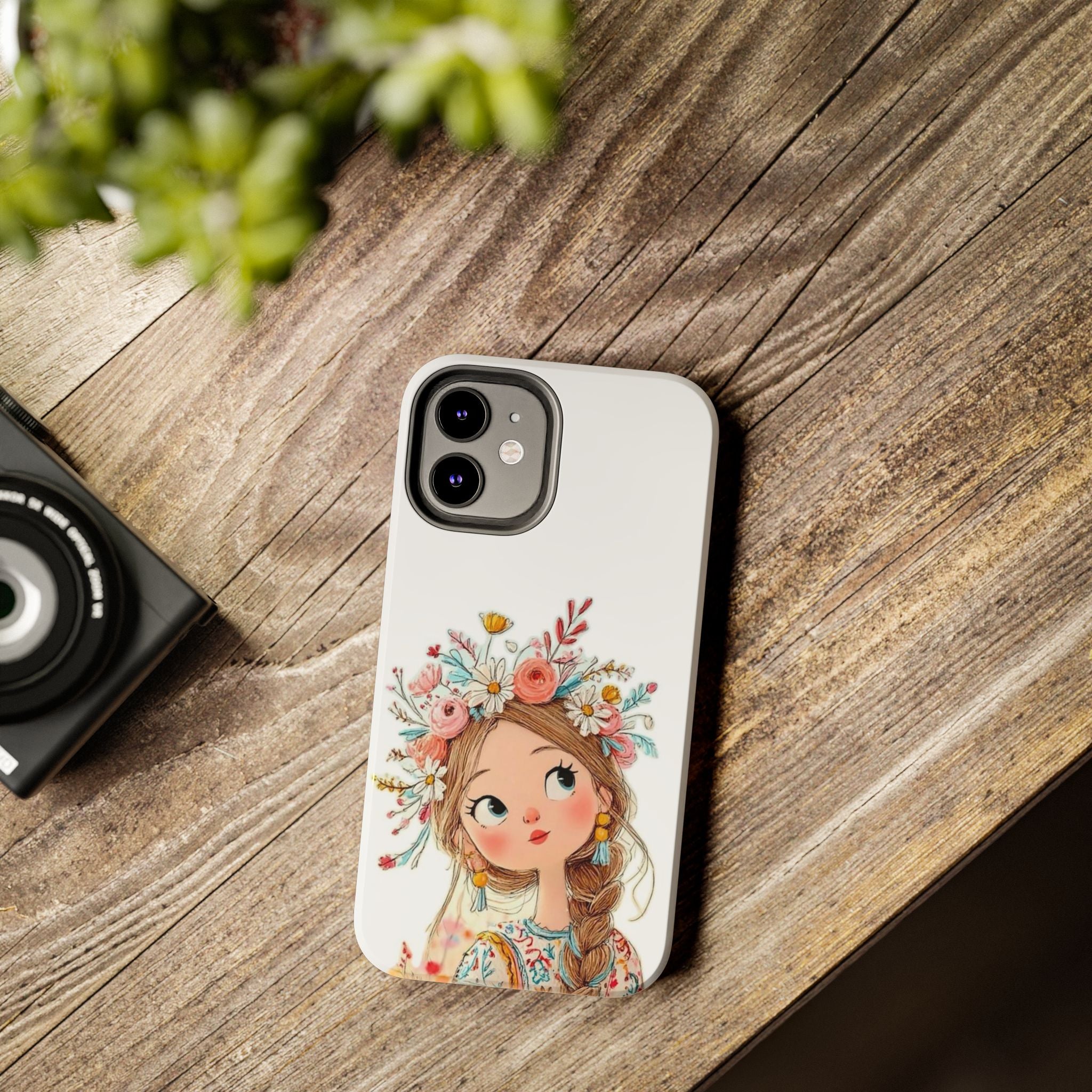 Floral Boho Girl Tough Phone Case — Cute Flower Crown Protection