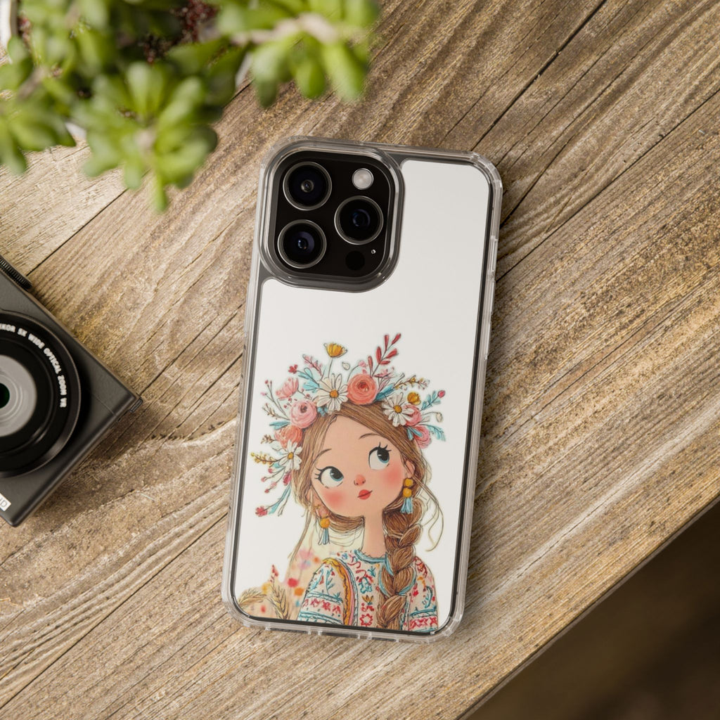 Floral Crown Girl Clear Phone Case
