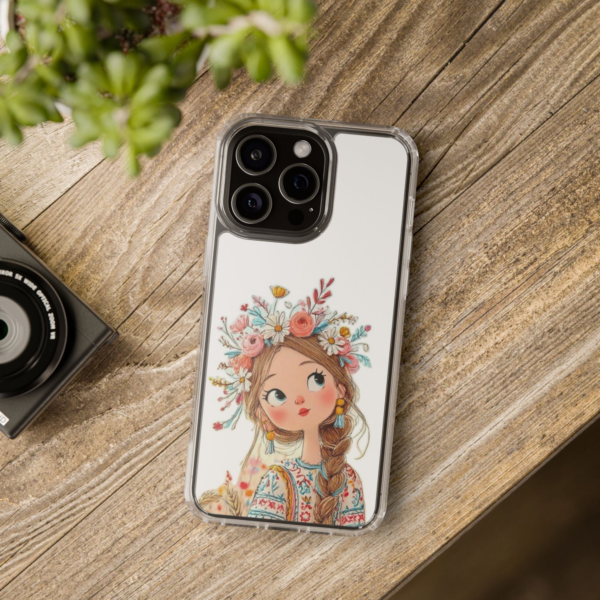 Floral Crown Girl Clear Phone Case