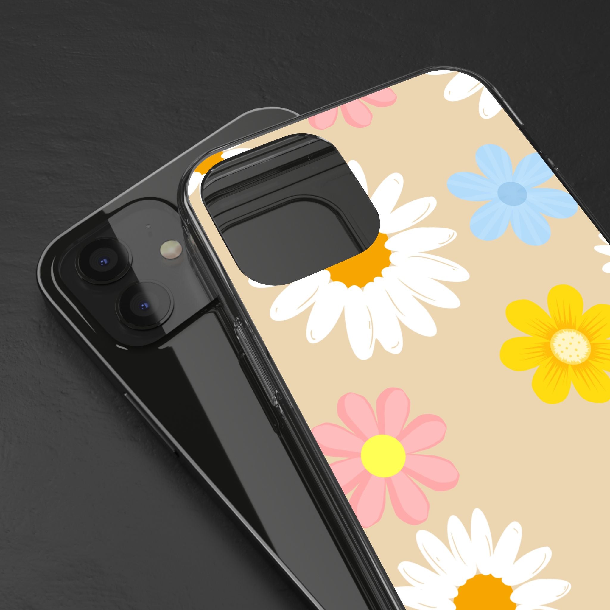 Daisy Floral Clear Phone Case — Pastel Flowers Protective iPhone Cover