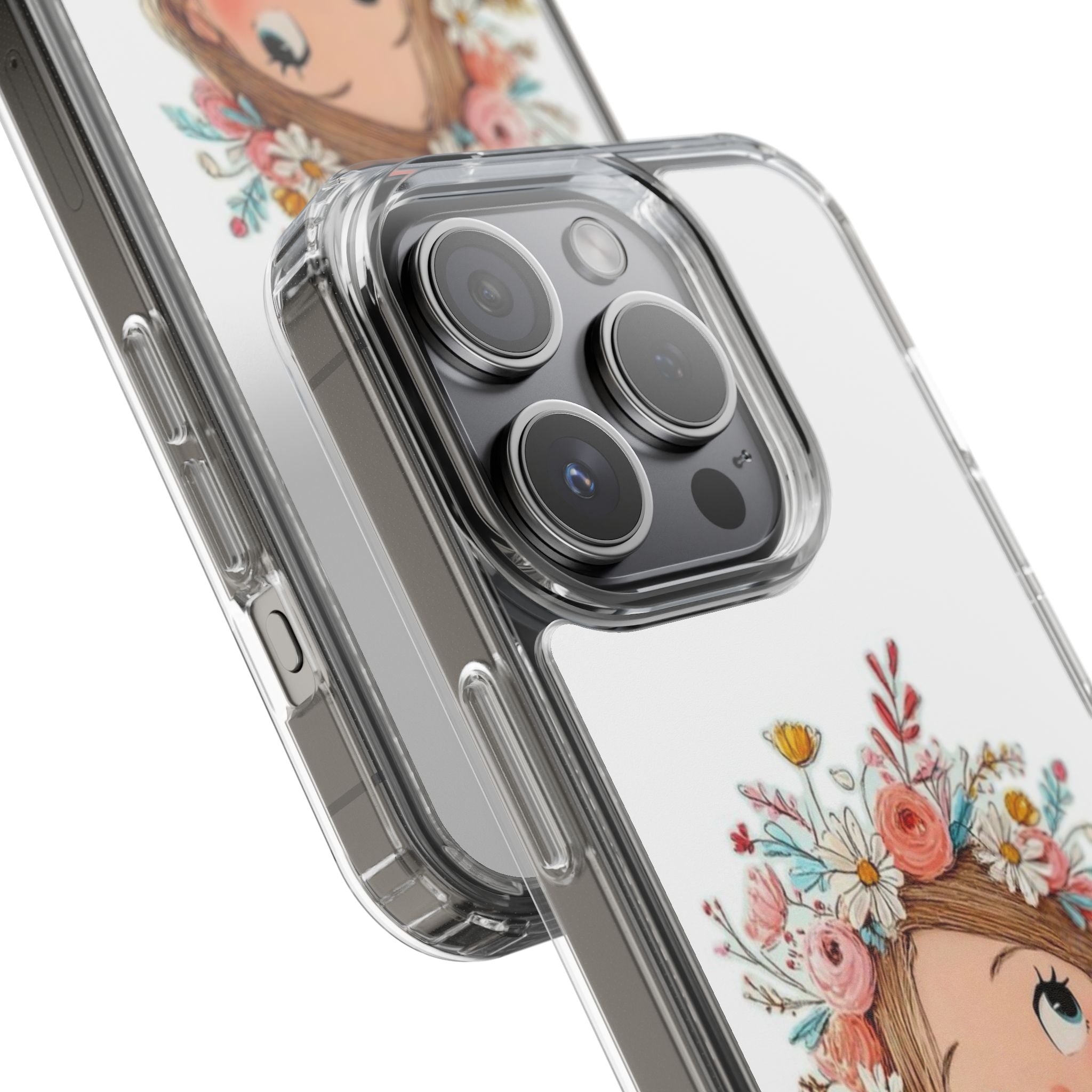 Floral Crown Girl Clear Phone Case