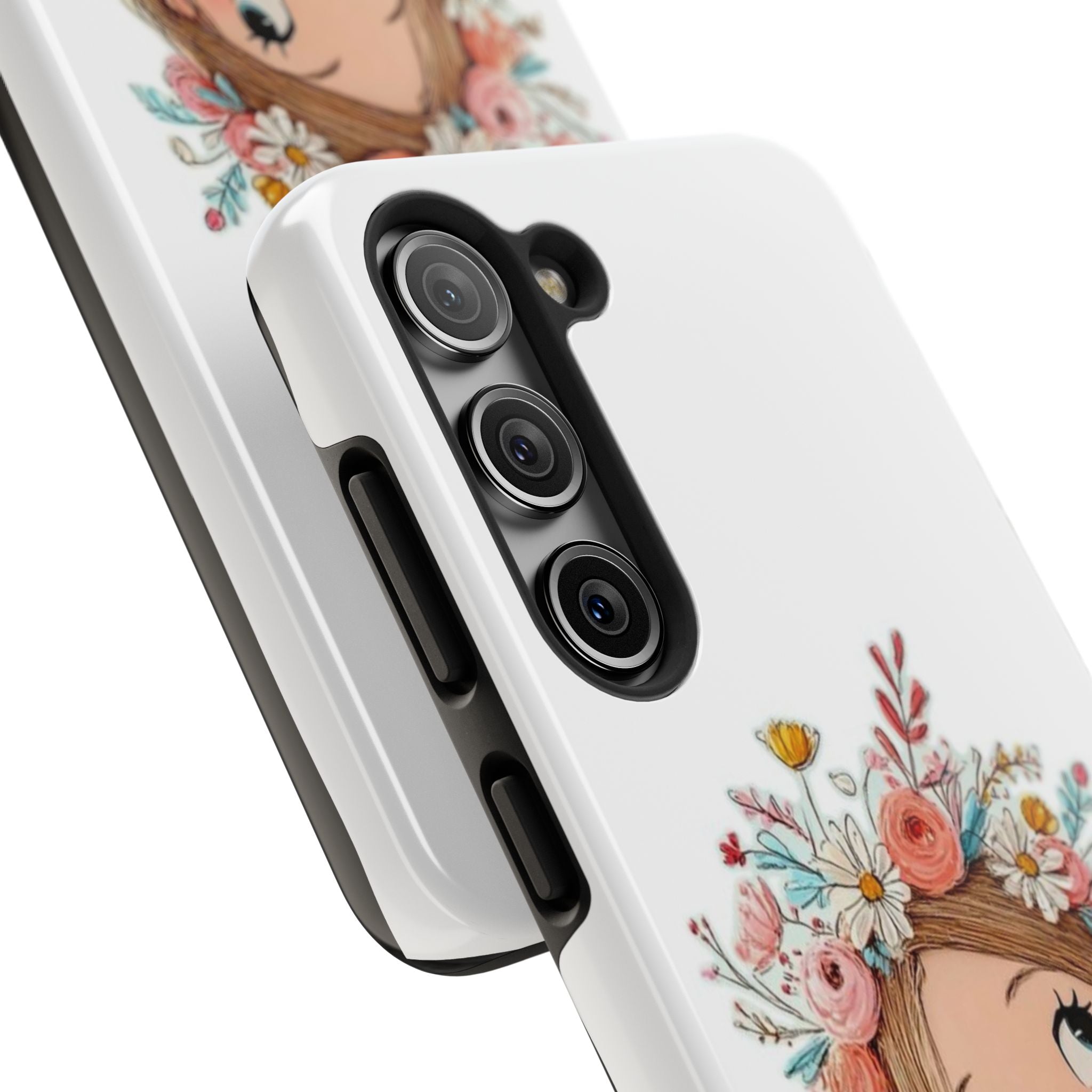 Floral Boho Girl Tough Phone Case — Cute Flower Crown Protection