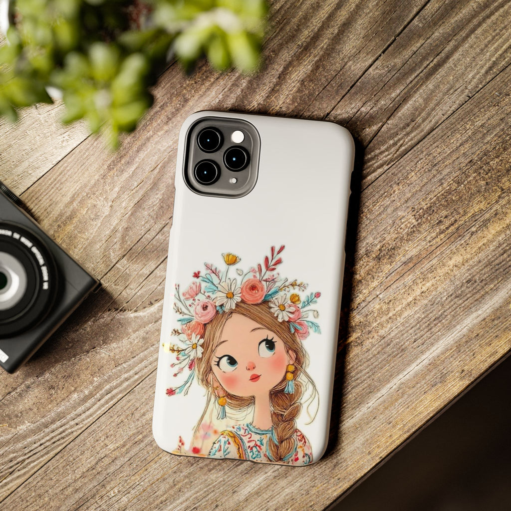 Floral Boho Girl Tough Phone Case — Cute Flower Crown Protection