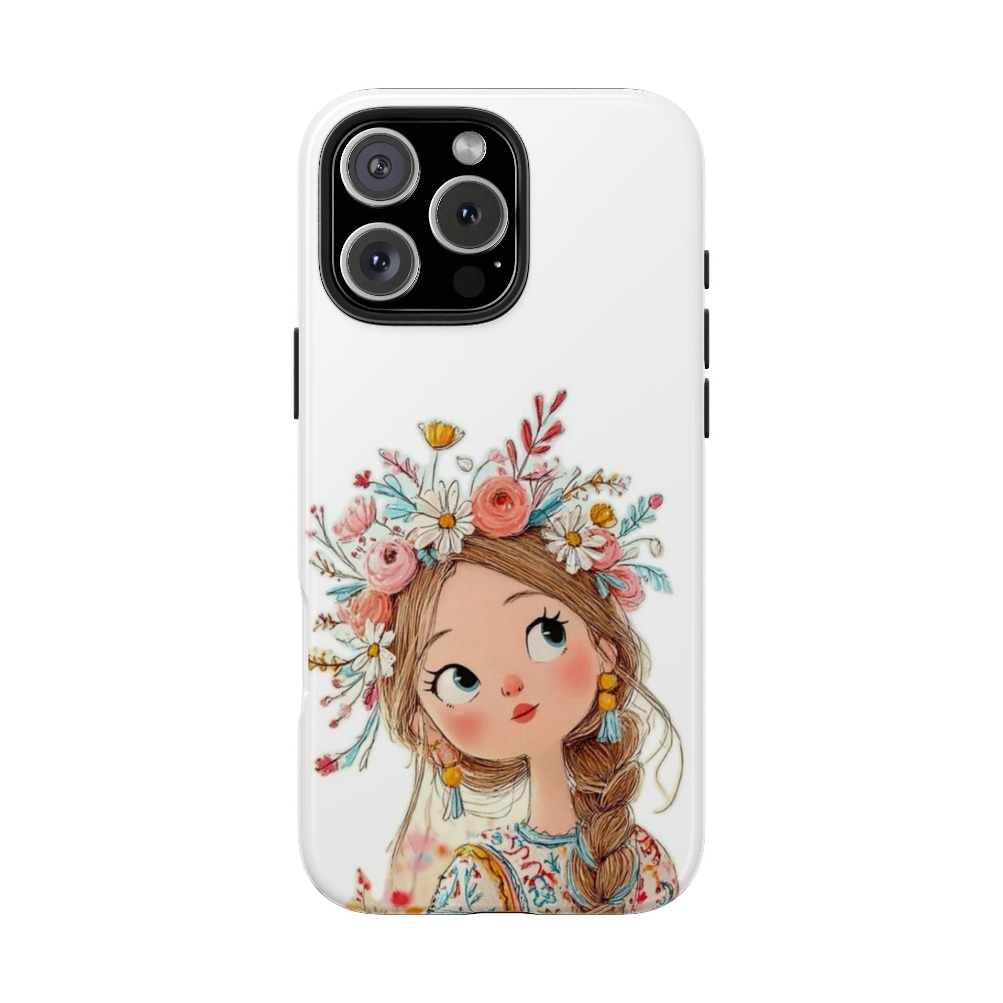 Floral Boho Girl Tough Phone Case — Cute Flower Crown Protection