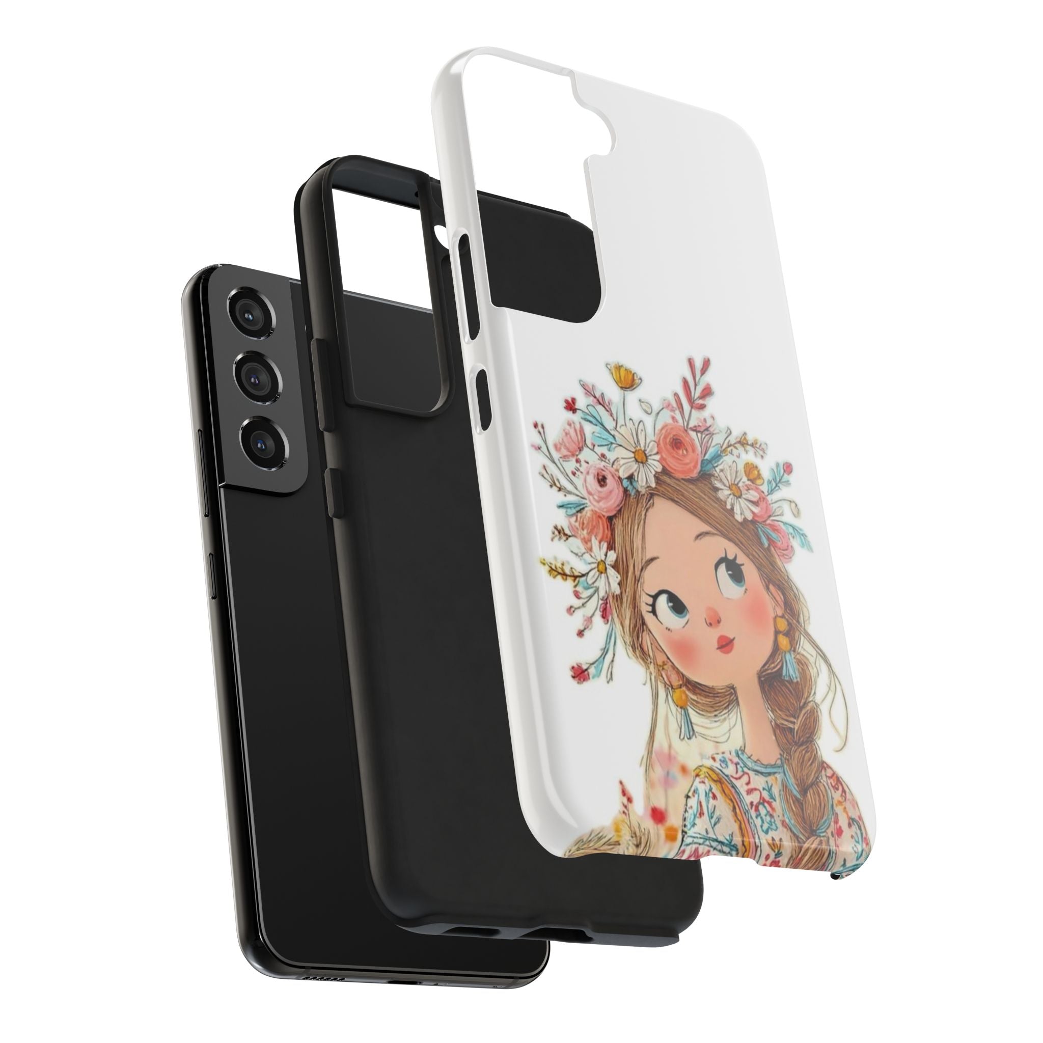 Floral Boho Girl Tough Phone Case — Cute Flower Crown Protection