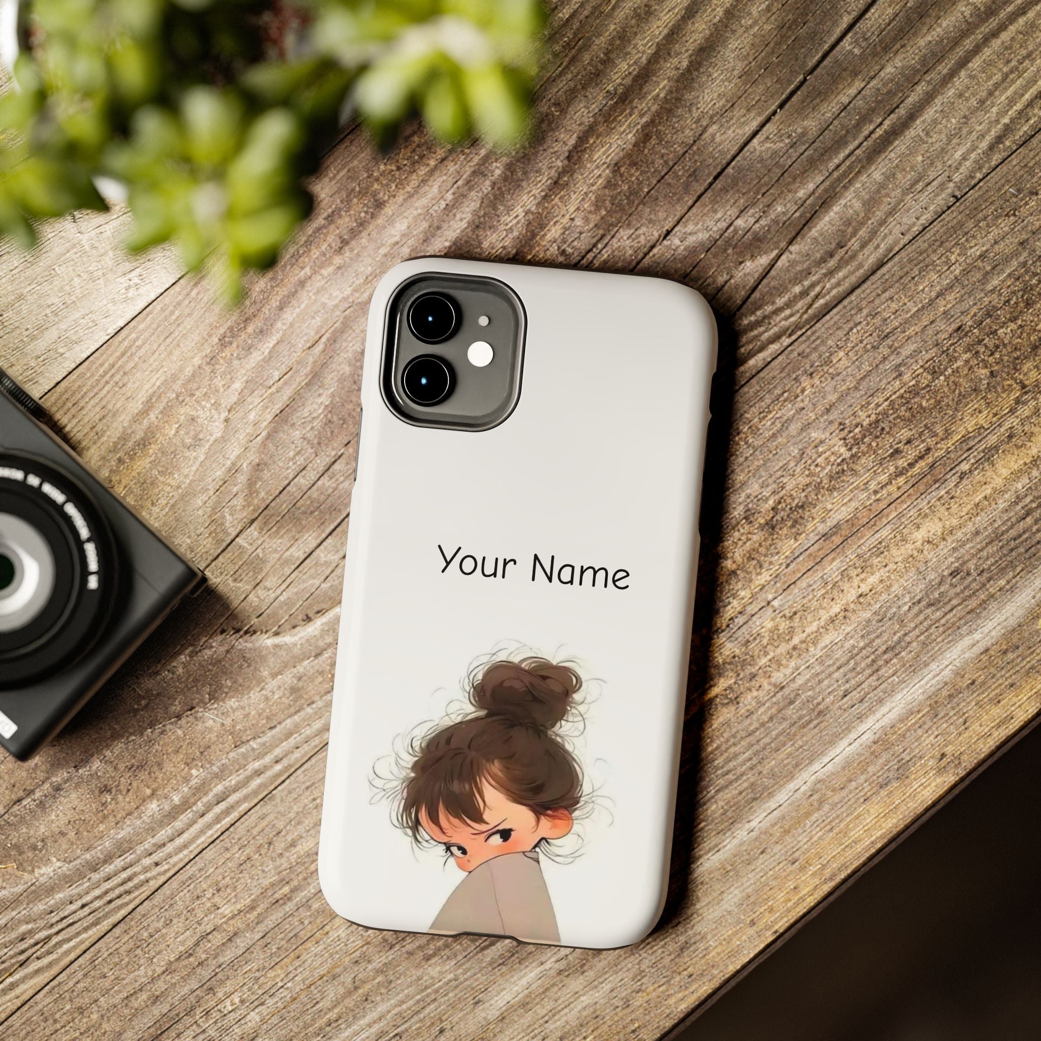 Personalized Cute Girl Tough Phone Case — Custom Name Protective iPhone Case