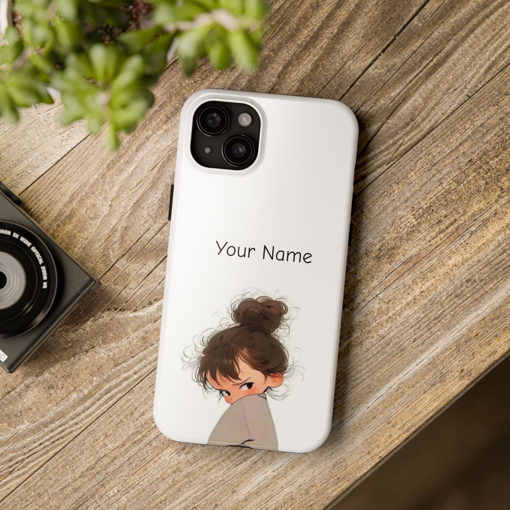 Personalized Cute Girl Tough Phone Case — Custom Name Protective iPhone Case