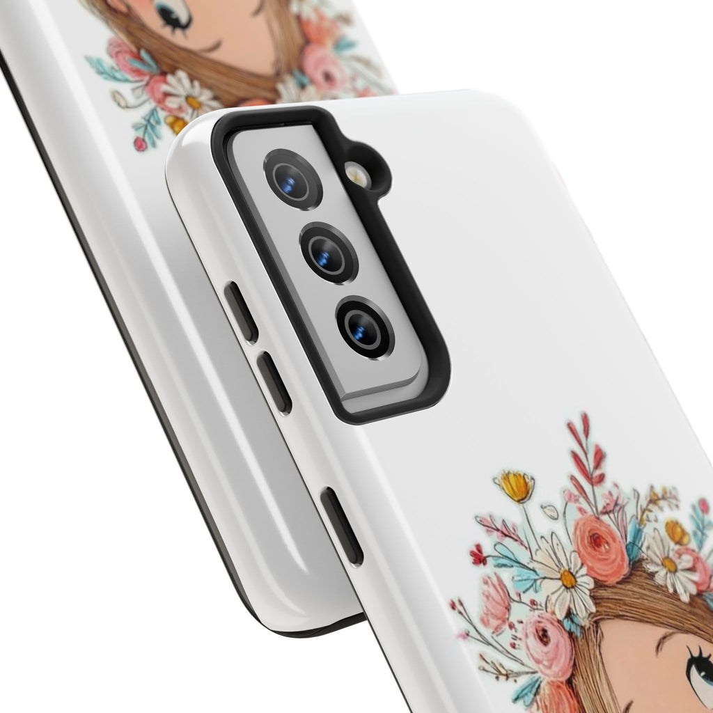 Floral Boho Girl Tough Phone Case — Cute Flower Crown Protection