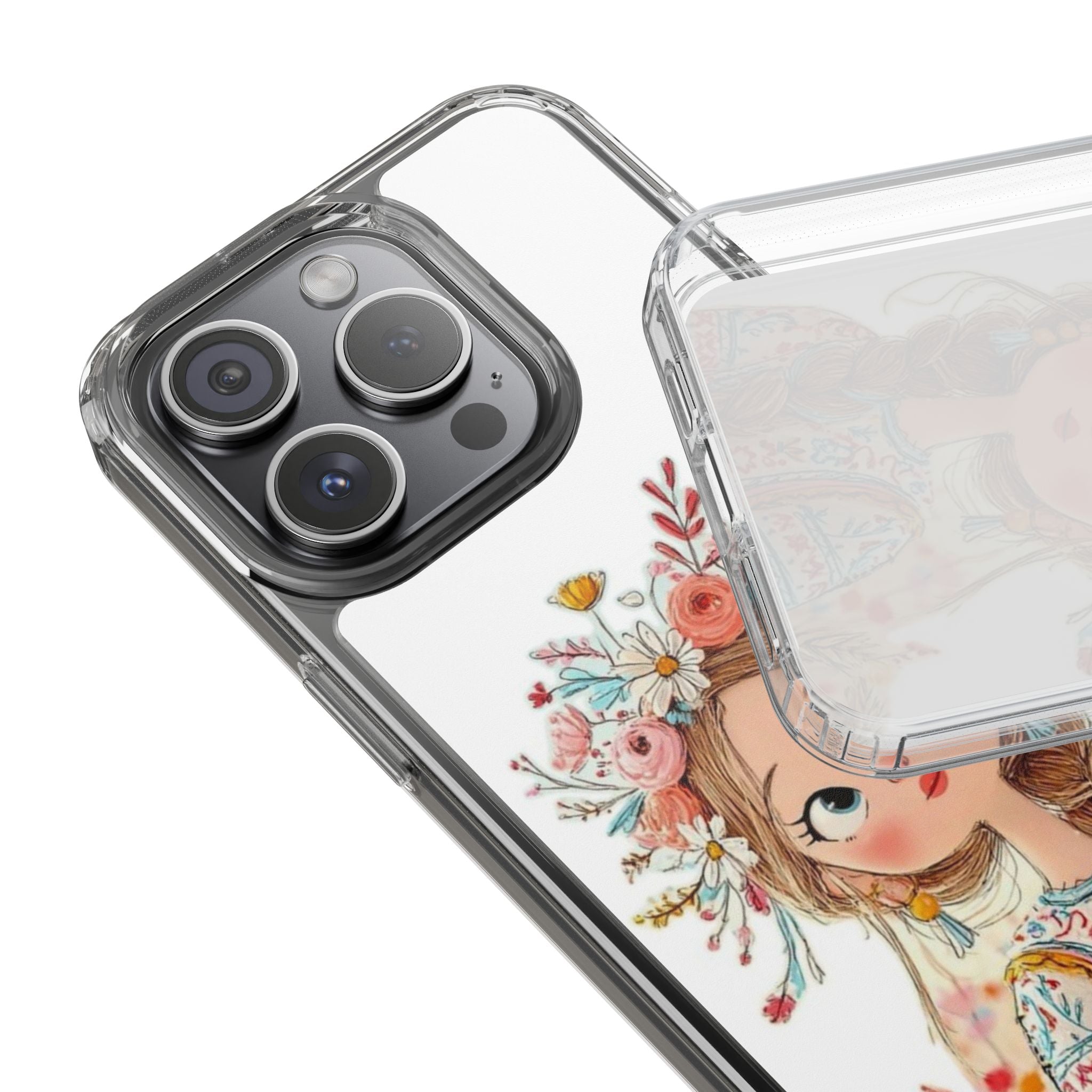 Floral Crown Girl Clear Phone Case