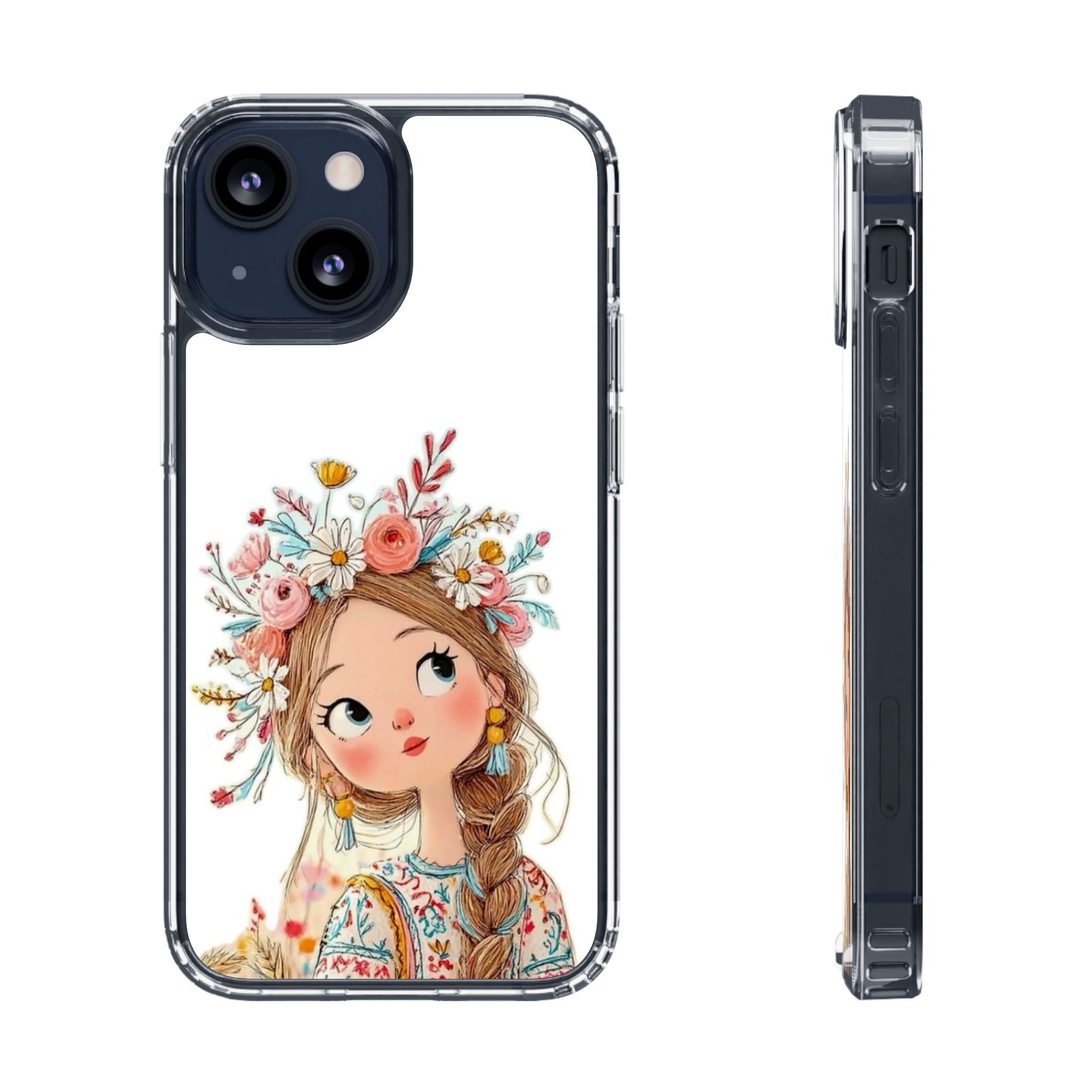 Floral Crown Girl Clear Phone Case