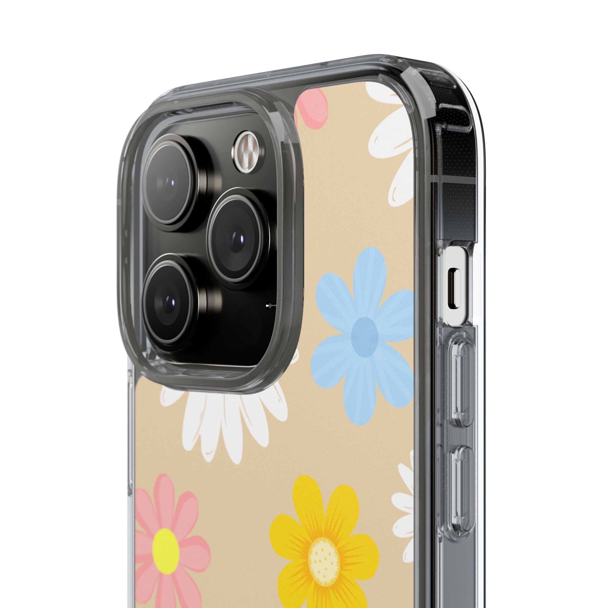 Daisy Floral Clear Phone Case — Pastel Flowers Protective iPhone Cover