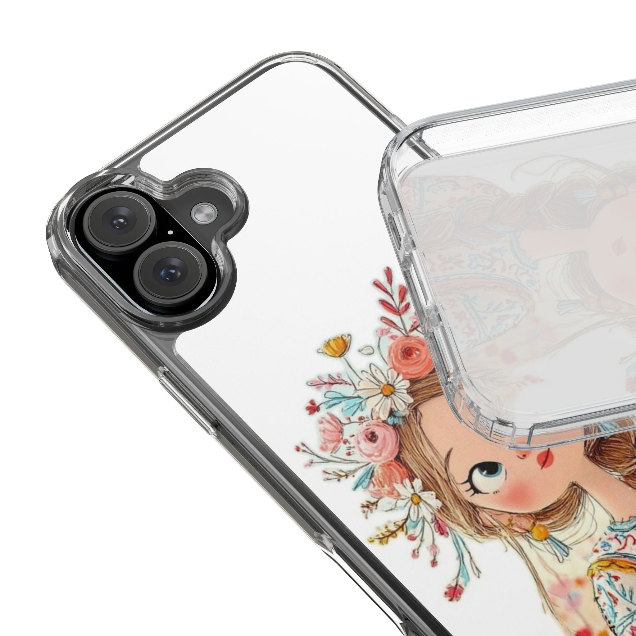 Floral Crown Girl Clear Phone Case