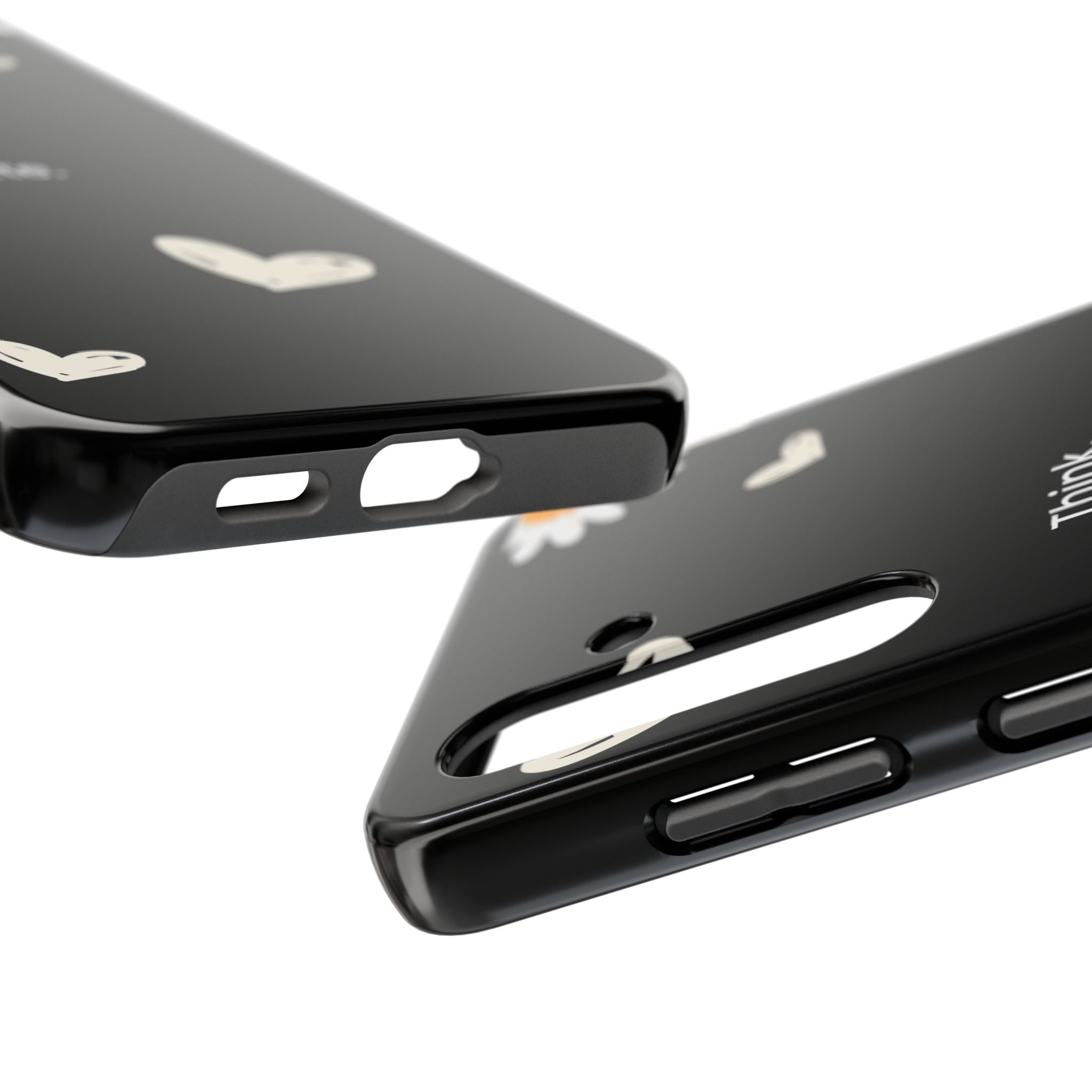 Think. Plan. Execute. Black Floral Tough Phone Case