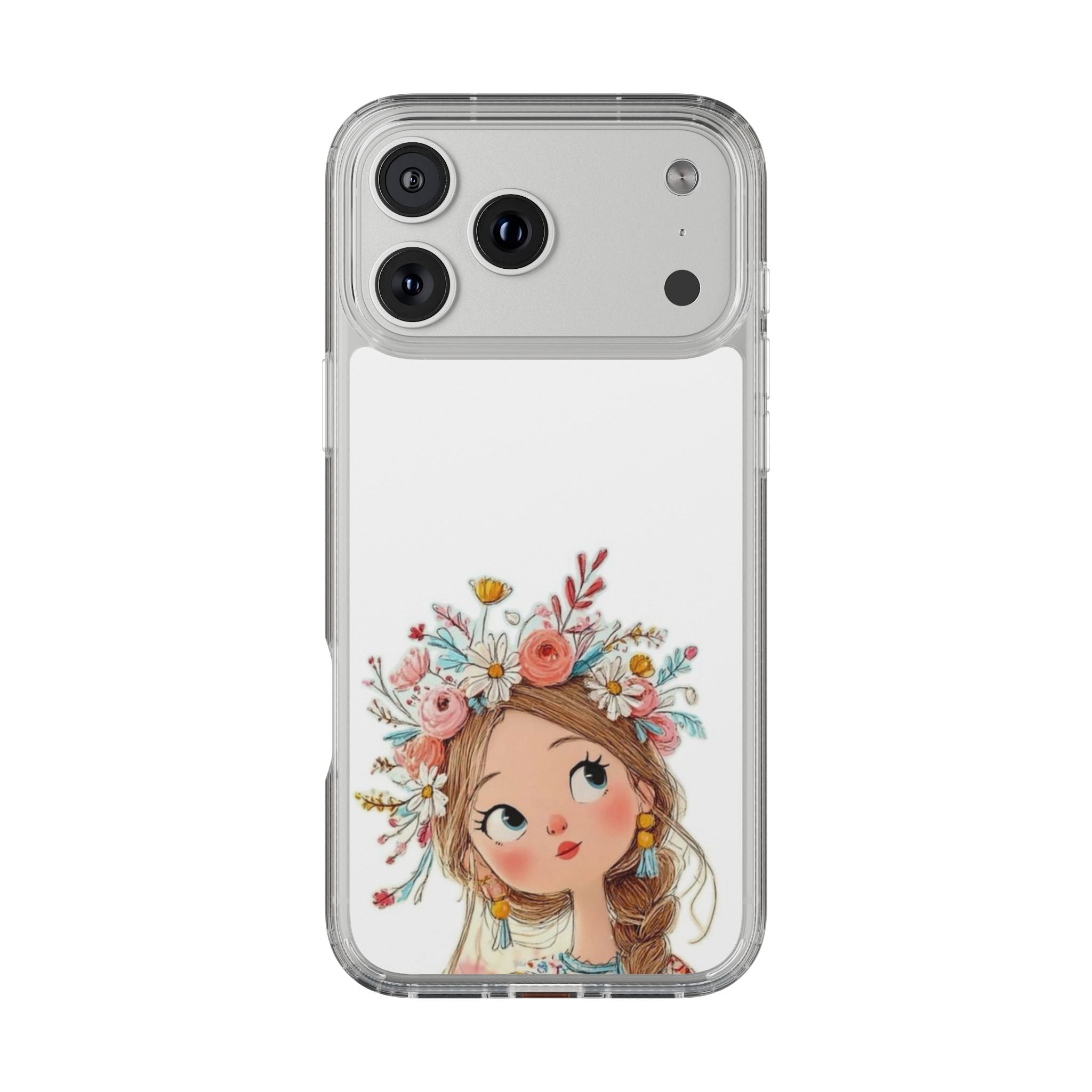 Floral Crown Girl Clear Phone Case