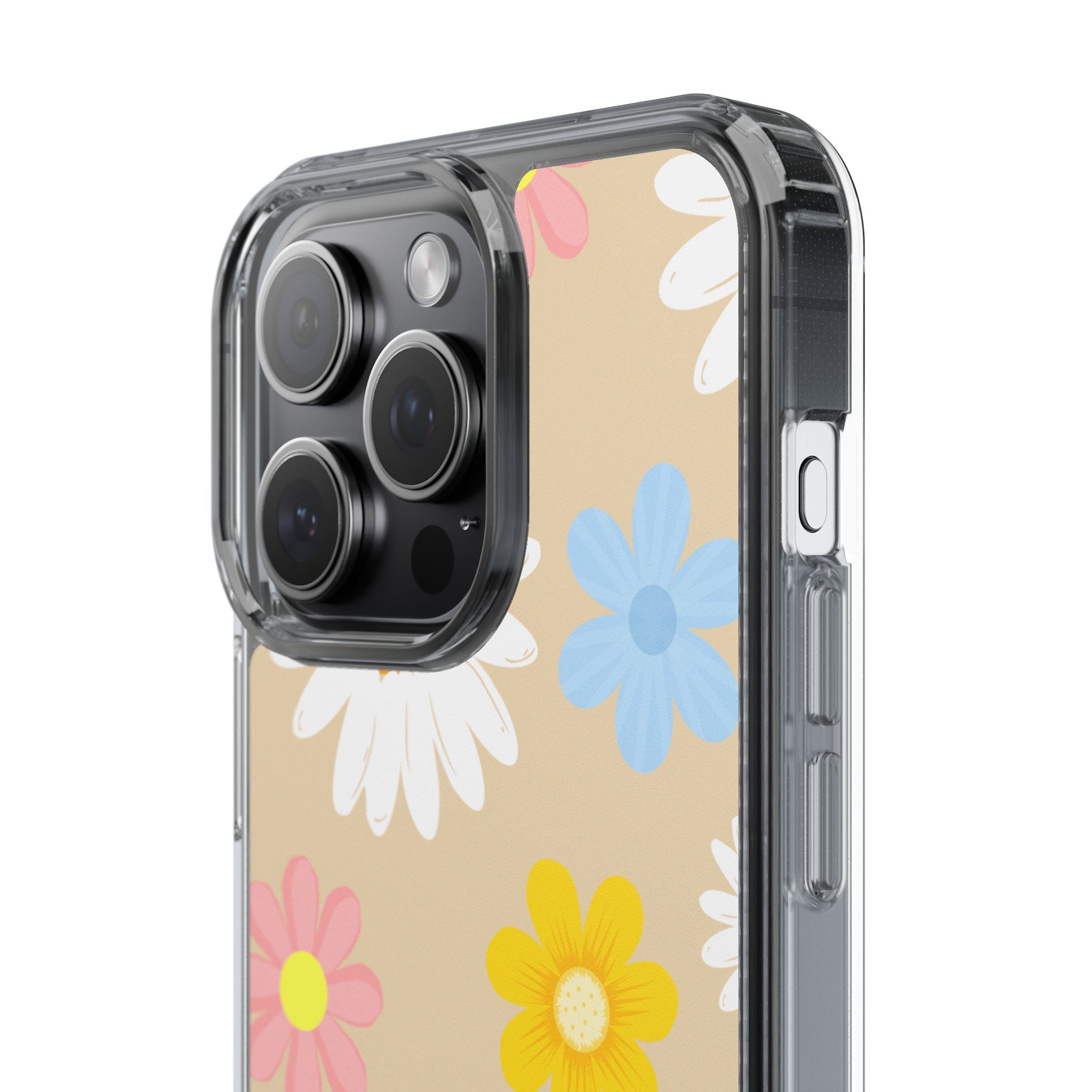 Daisy Floral Clear Phone Case — Pastel Flowers Protective iPhone Cover