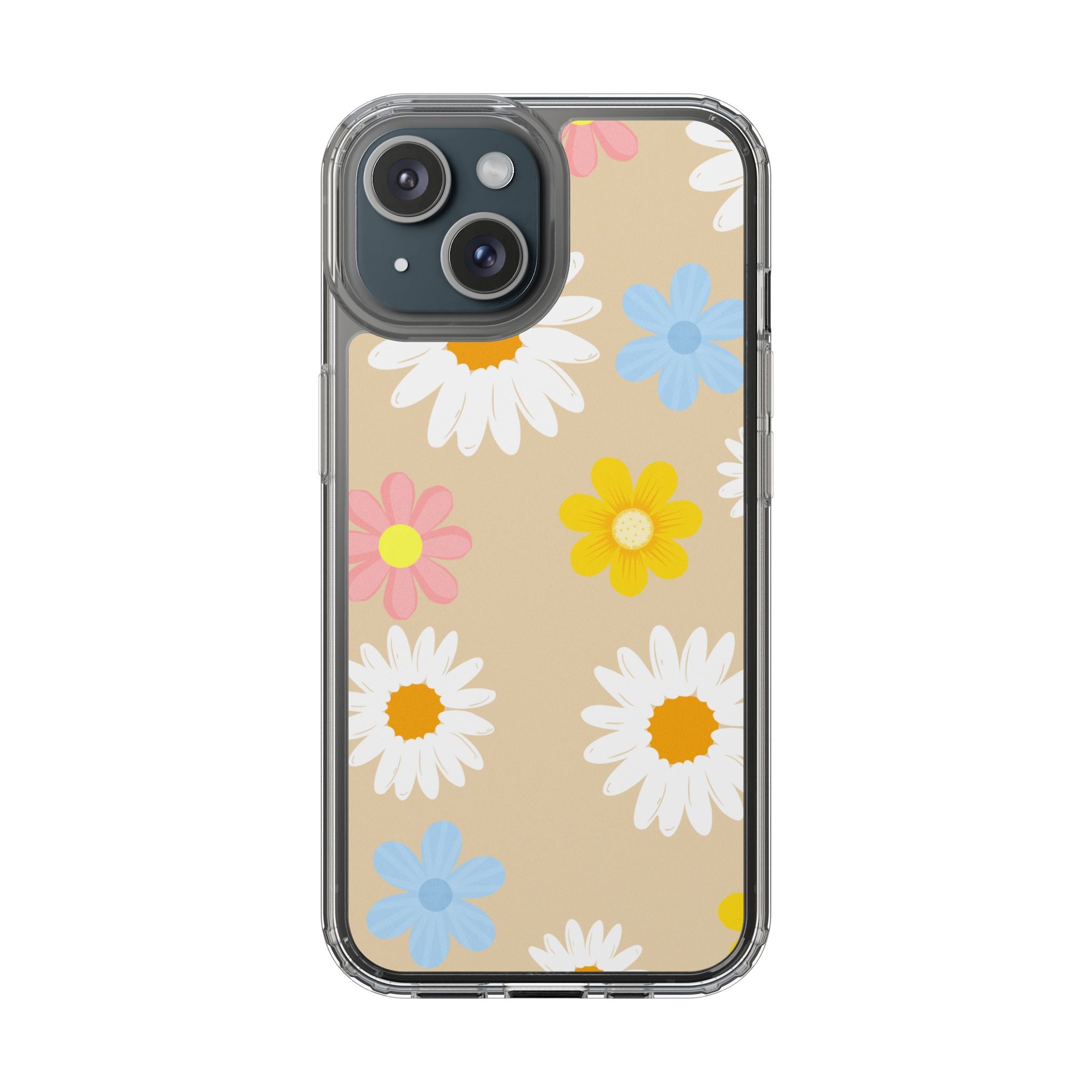 Daisy Floral Clear Phone Case — Pastel Flowers Protective iPhone Cover
