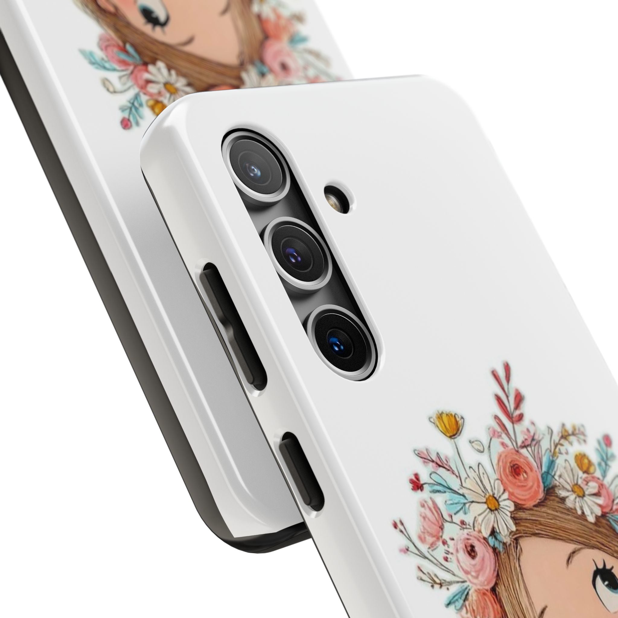 Floral Boho Girl Tough Phone Case — Cute Flower Crown Protection
