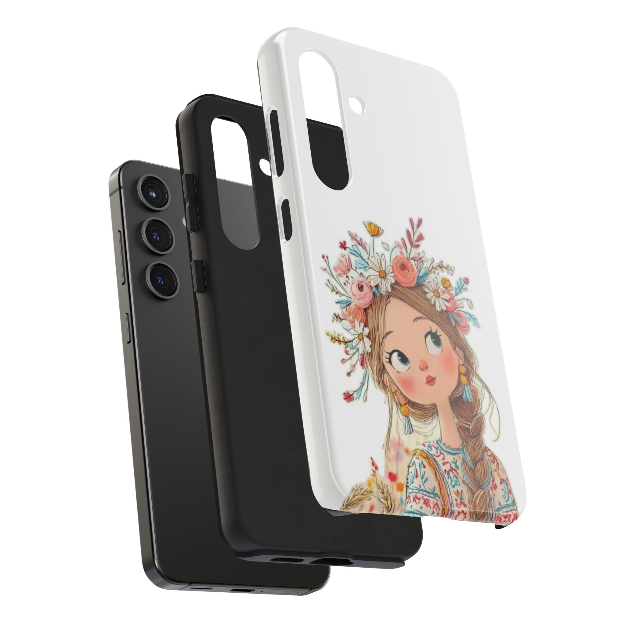 Floral Boho Girl Tough Phone Case — Cute Flower Crown Protection