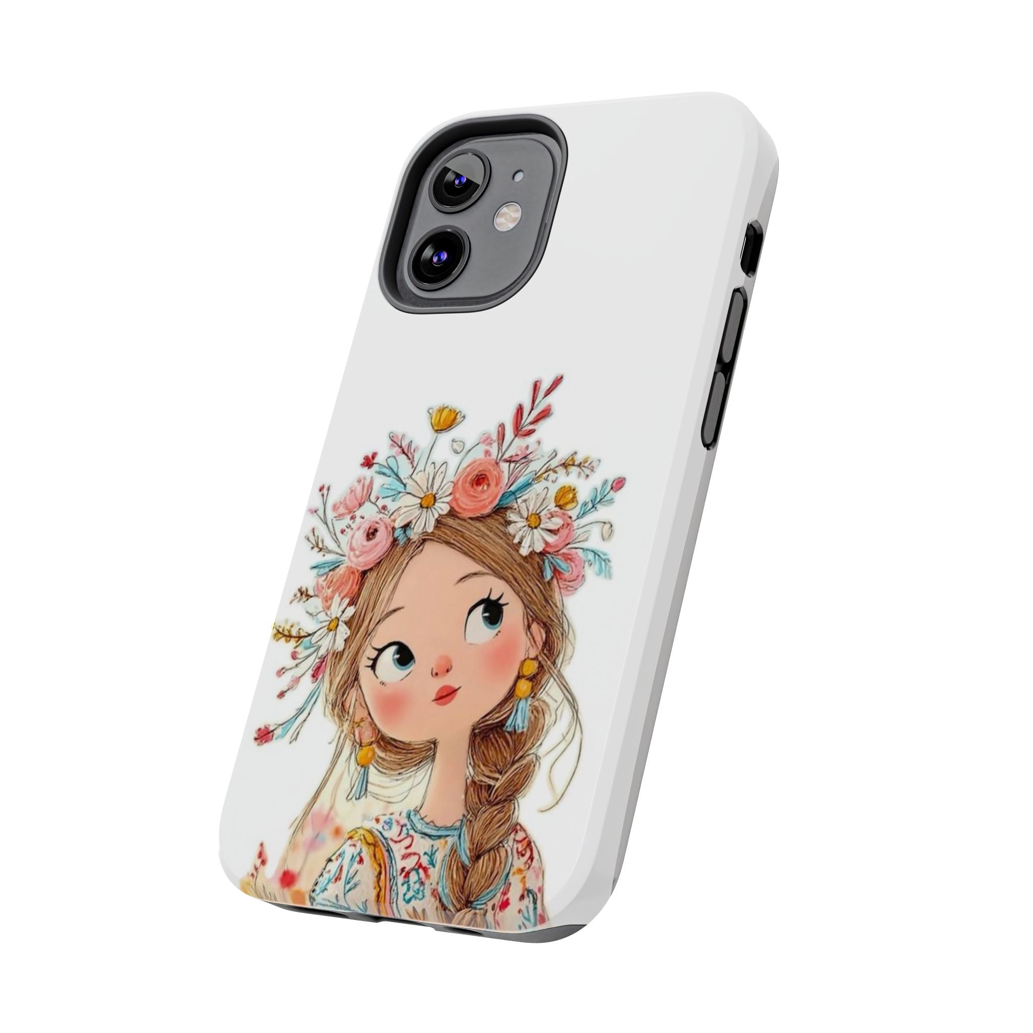 Floral Boho Girl Tough Phone Case — Cute Flower Crown Protection