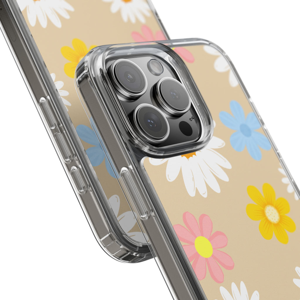 Daisy Floral Clear Phone Case — Pastel Flowers Protective iPhone Cover