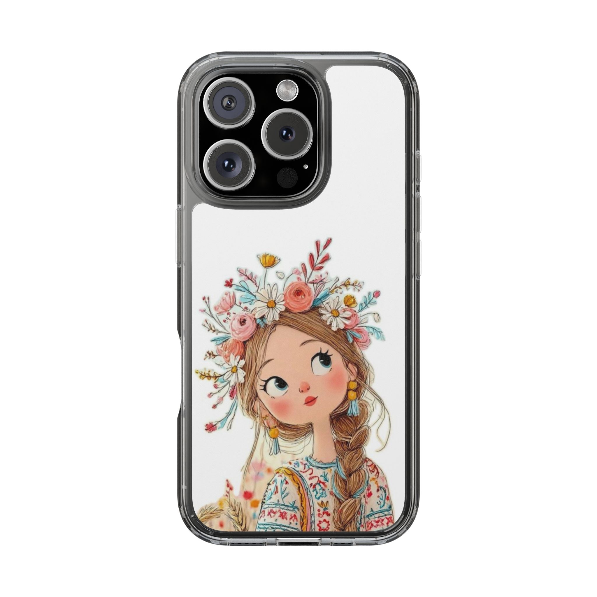 Floral Crown Girl Clear Phone Case