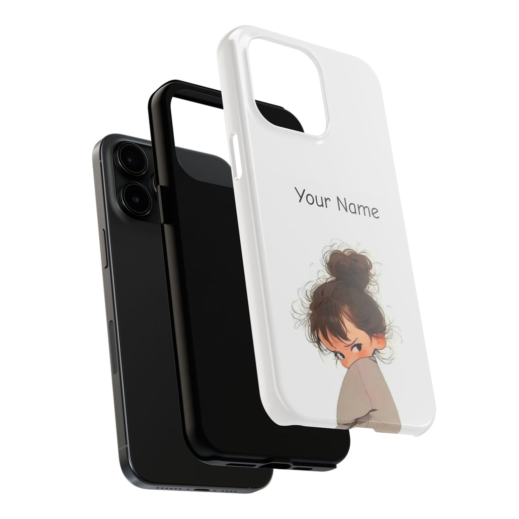 Personalized Cute Girl Tough Phone Case — Custom Name Protective iPhone Case