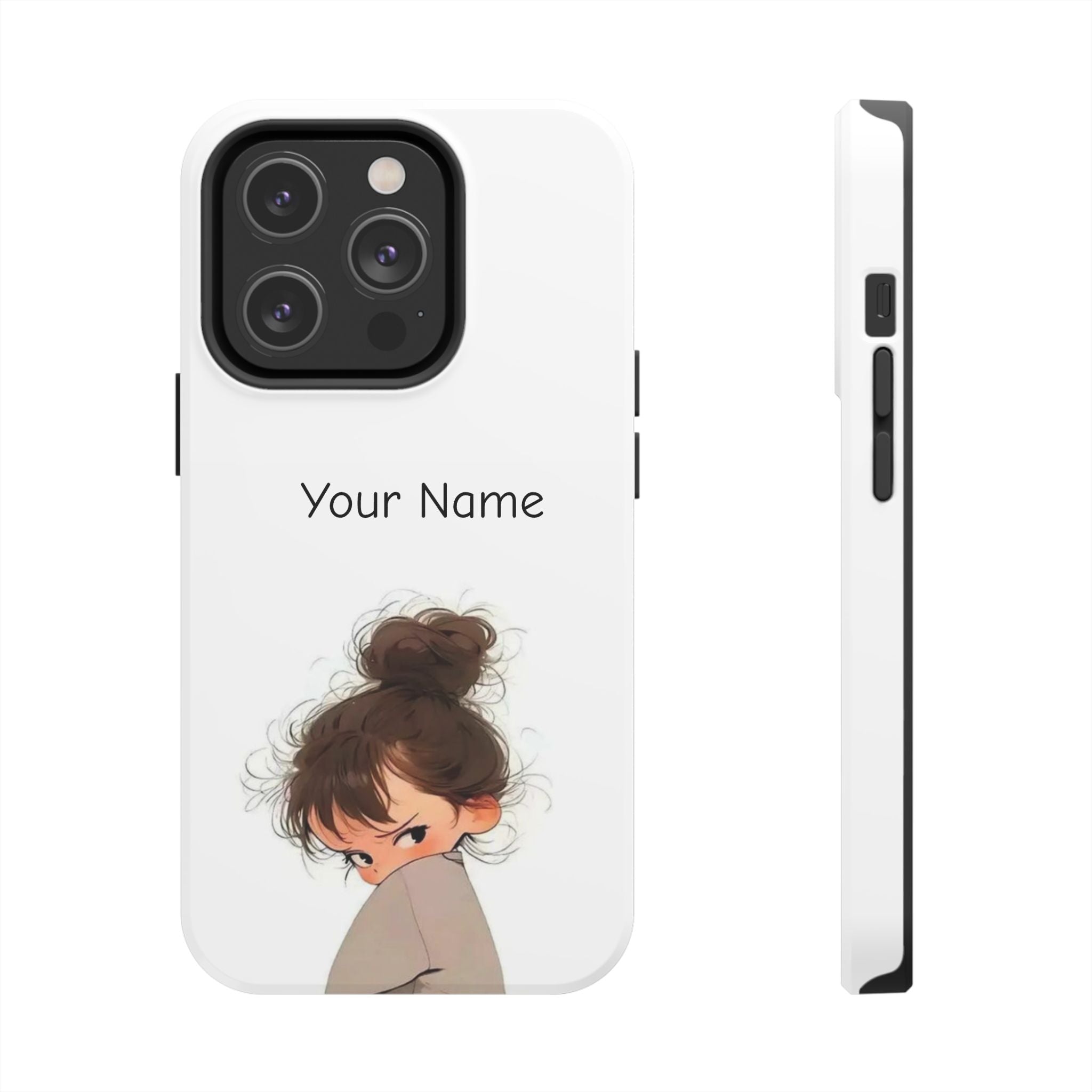 Personalized Cute Girl Tough Phone Case — Custom Name Protective iPhone Case