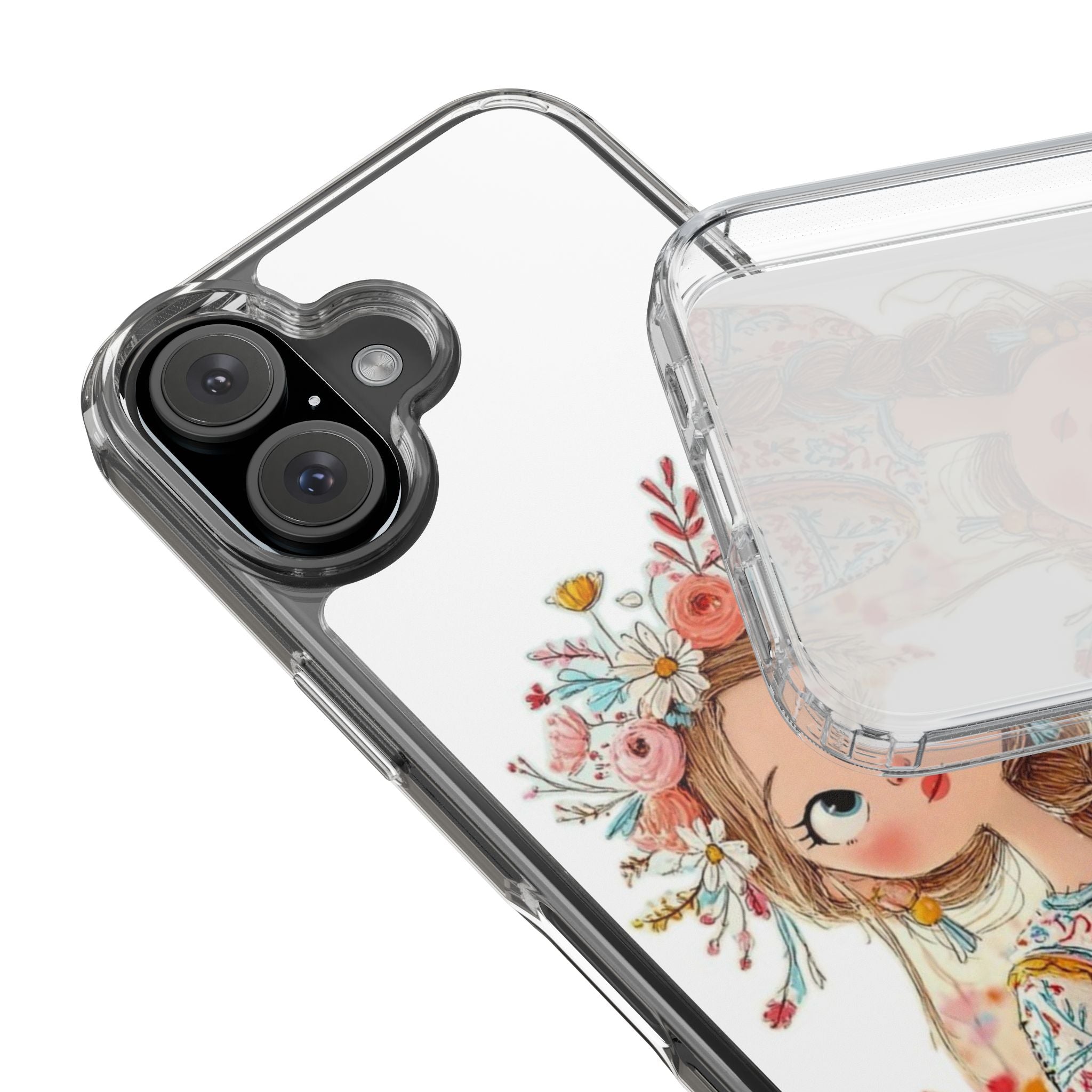 Floral Crown Girl Clear Phone Case
