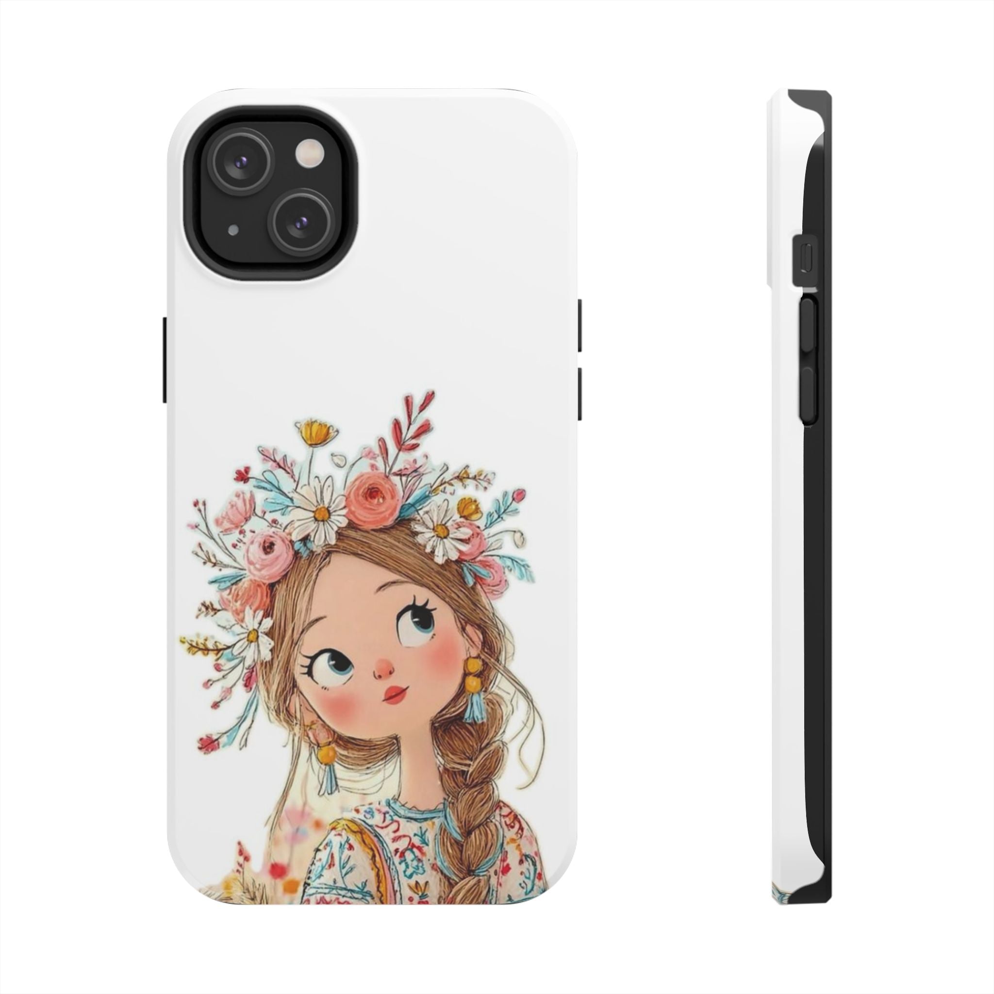Floral Boho Girl Tough Phone Case — Cute Flower Crown Protection
