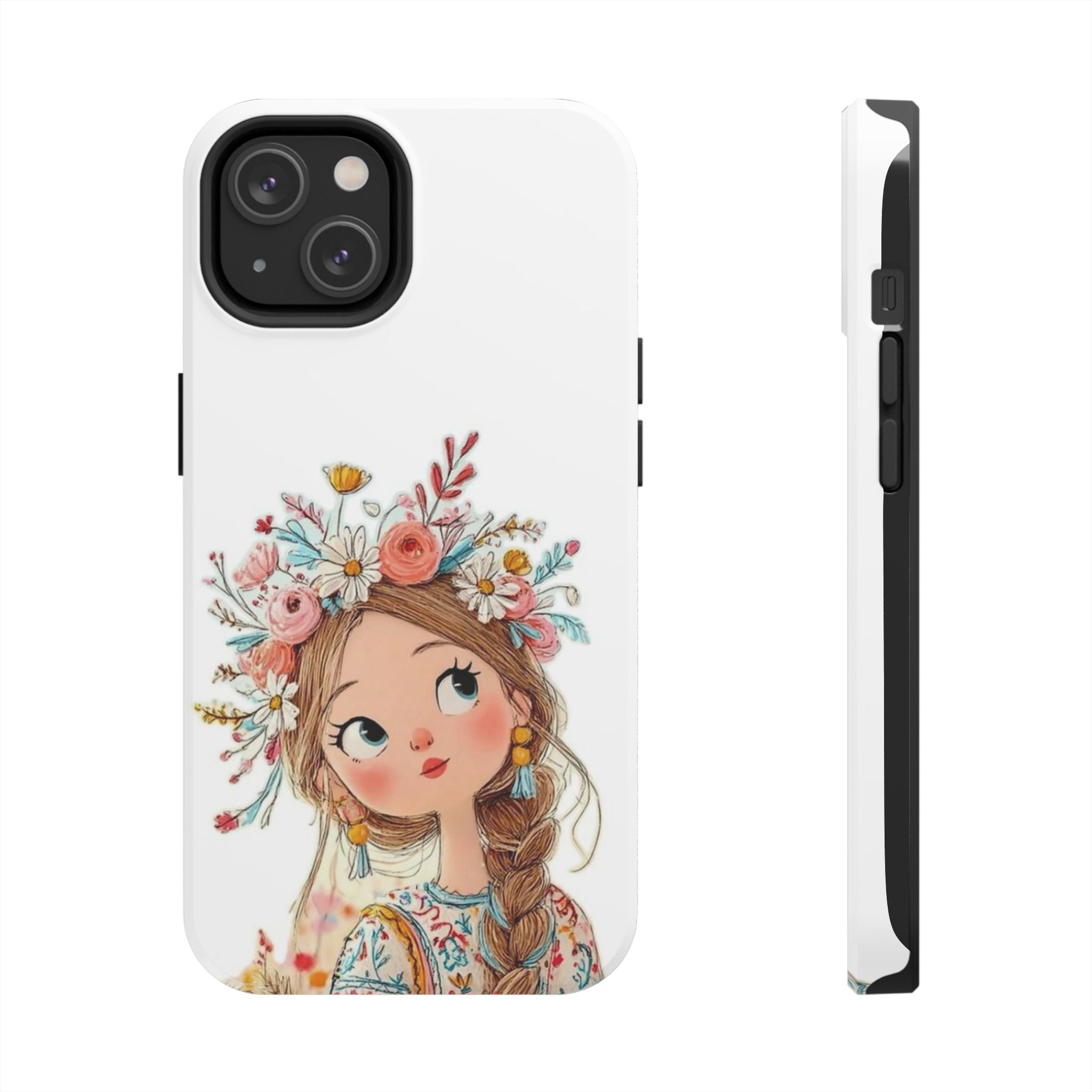 Floral Boho Girl Tough Phone Case — Cute Flower Crown Protection