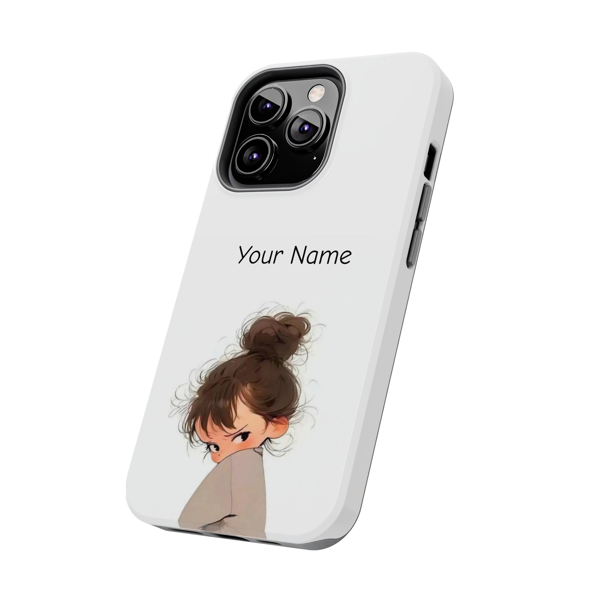 Personalized Cute Girl Tough Phone Case — Custom Name Protective iPhone Case