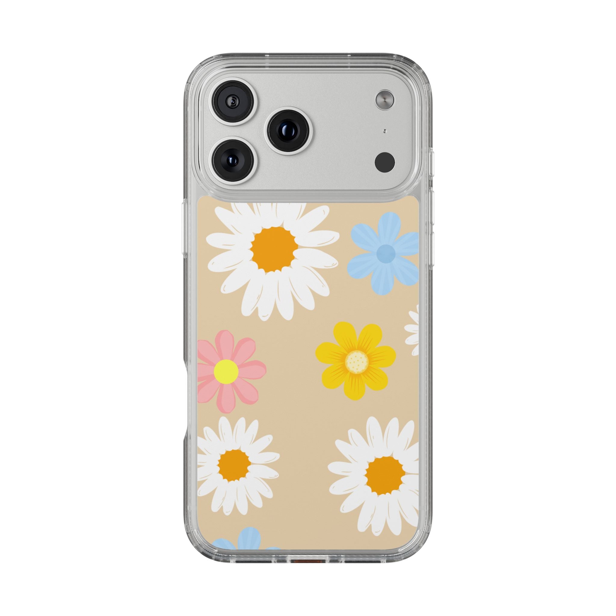 Daisy Floral Clear Phone Case — Pastel Flowers Protective iPhone Cover