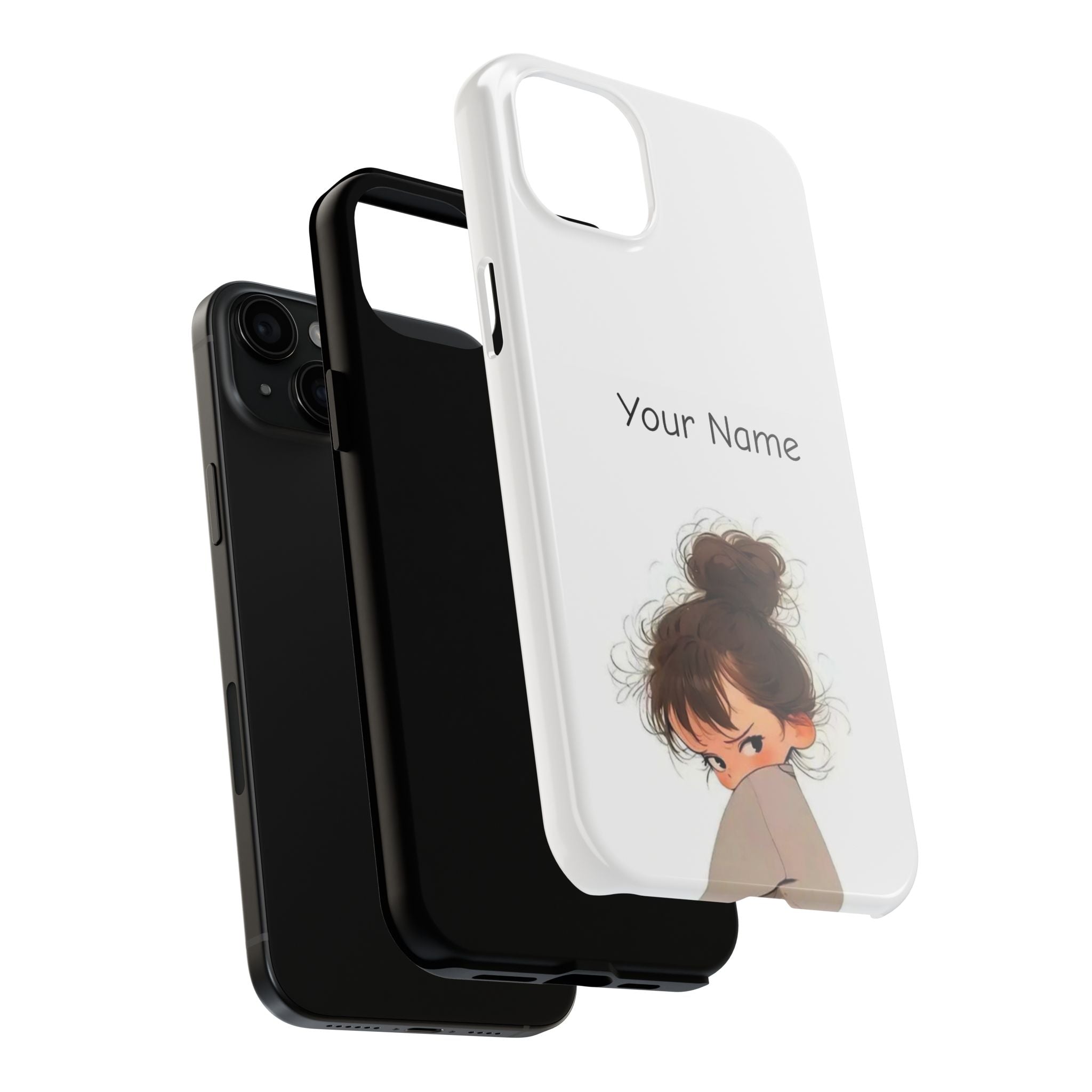 Personalized Cute Girl Tough Phone Case — Custom Name Protective iPhone Case