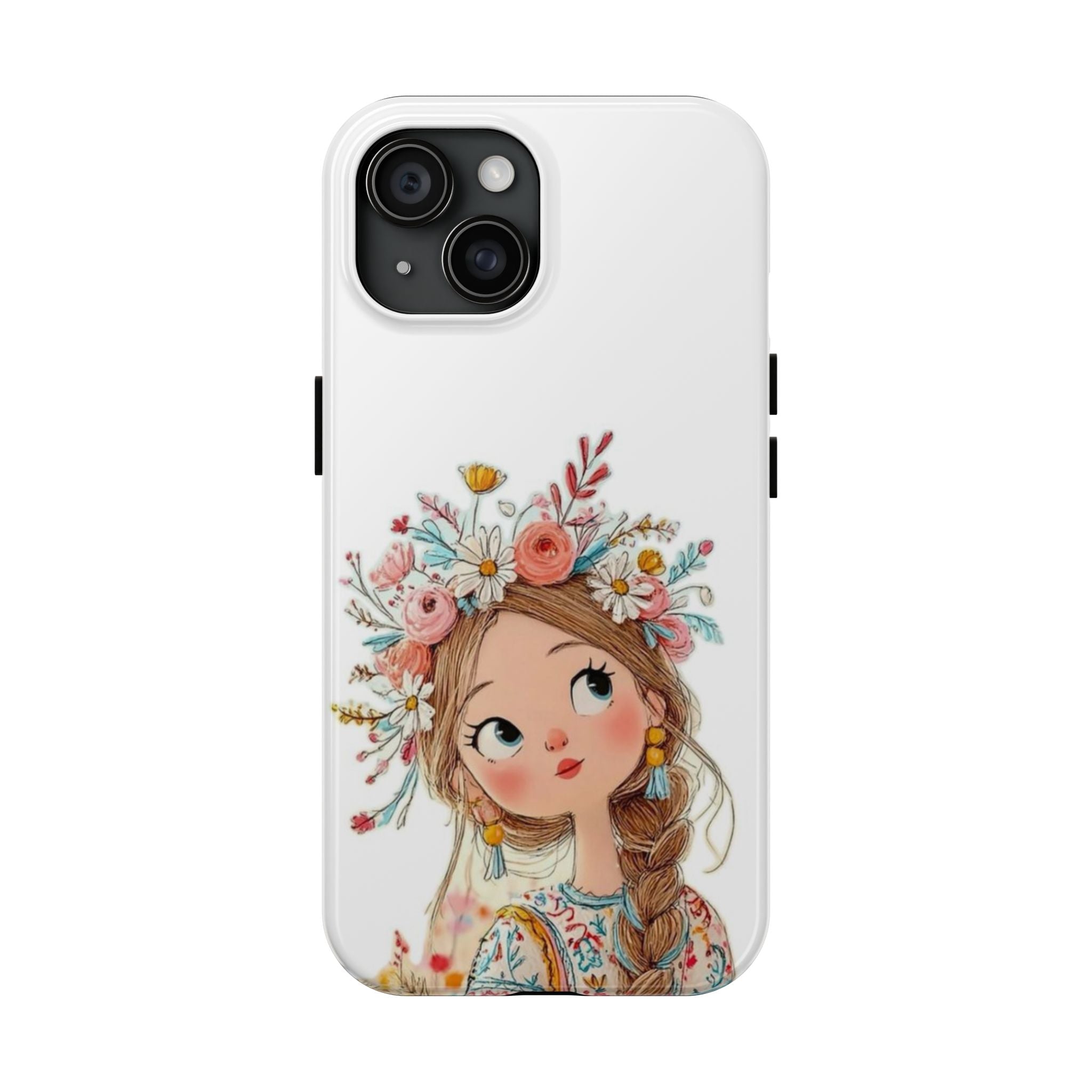 Floral Boho Girl Tough Phone Case — Cute Flower Crown Protection
