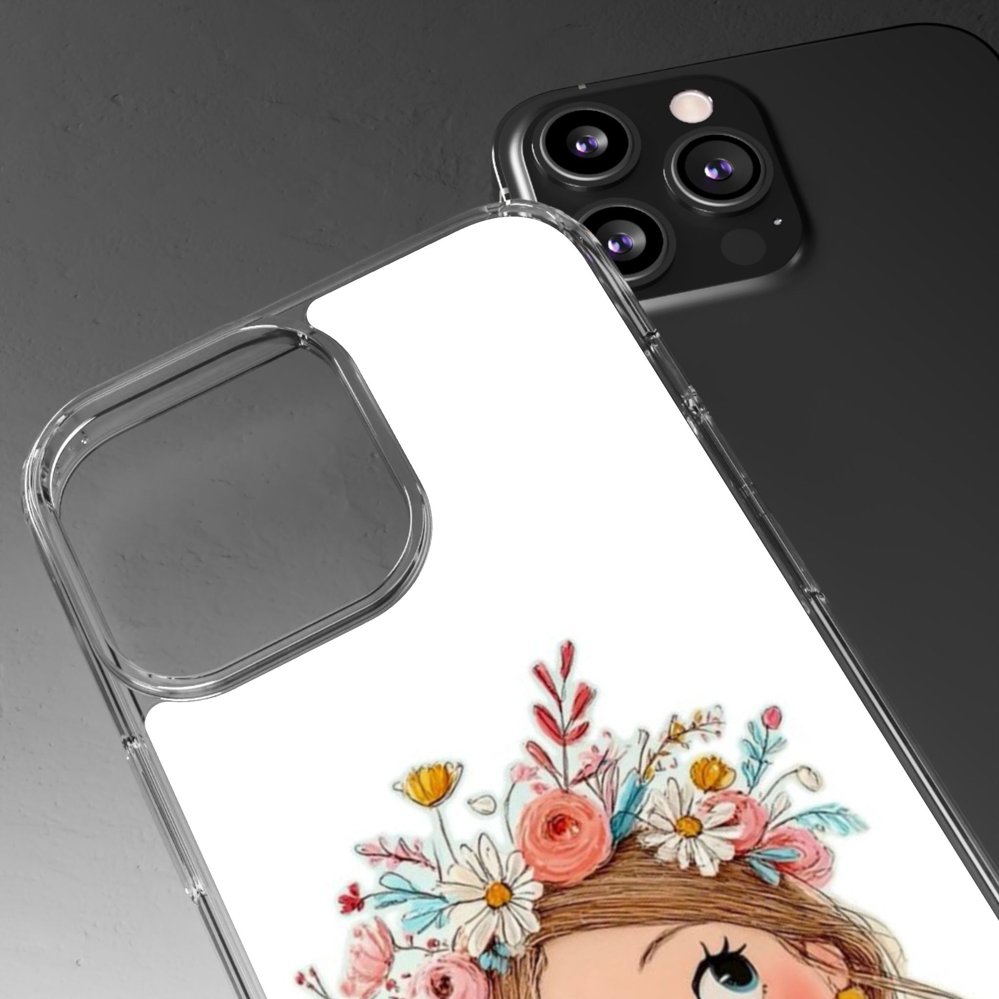 Floral Crown Girl Clear Phone Case