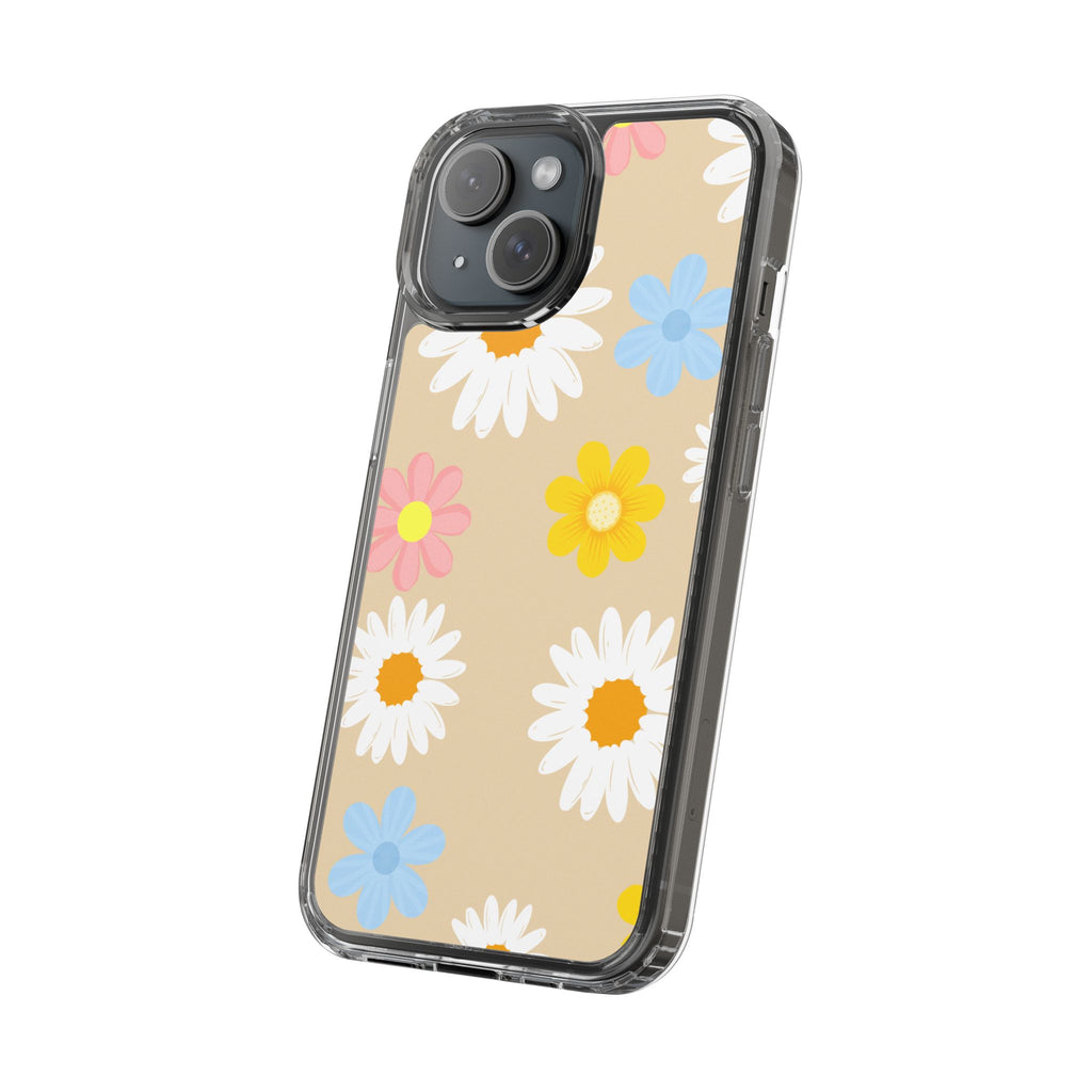 Daisy Floral Clear Phone Case — Pastel Flowers Protective iPhone Cover