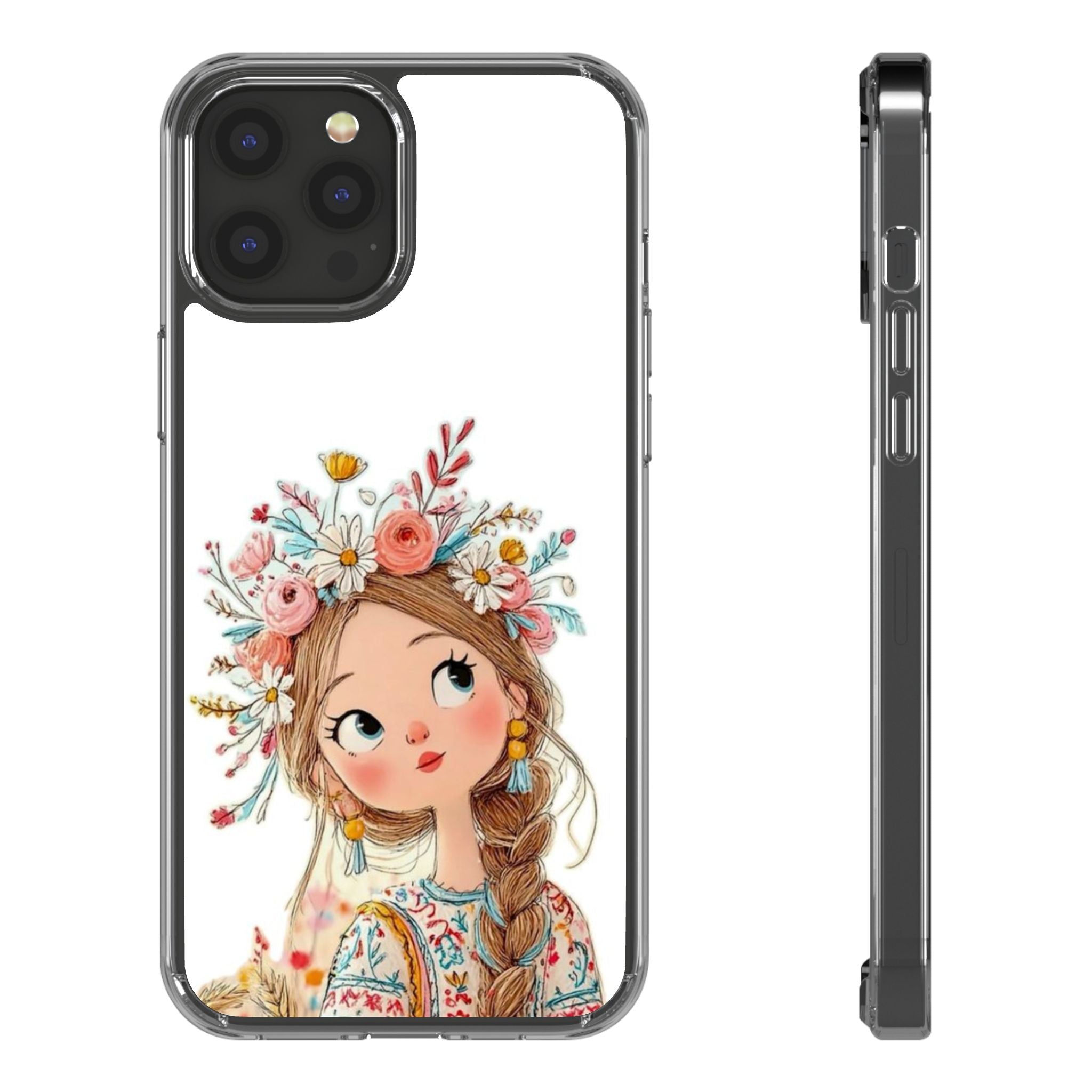 Floral Crown Girl Clear Phone Case