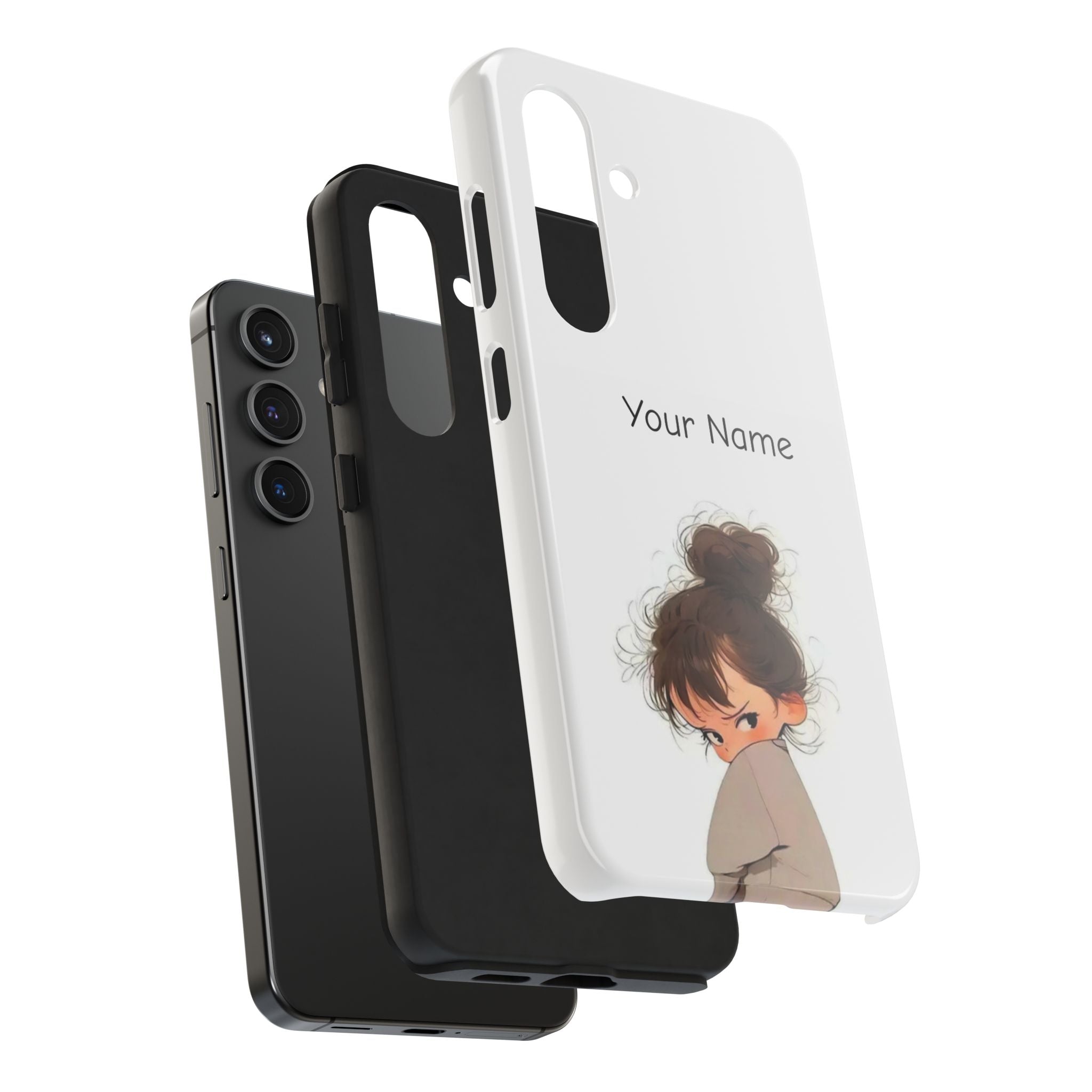 Personalized Cute Girl Tough Phone Case — Custom Name Protective iPhone Case