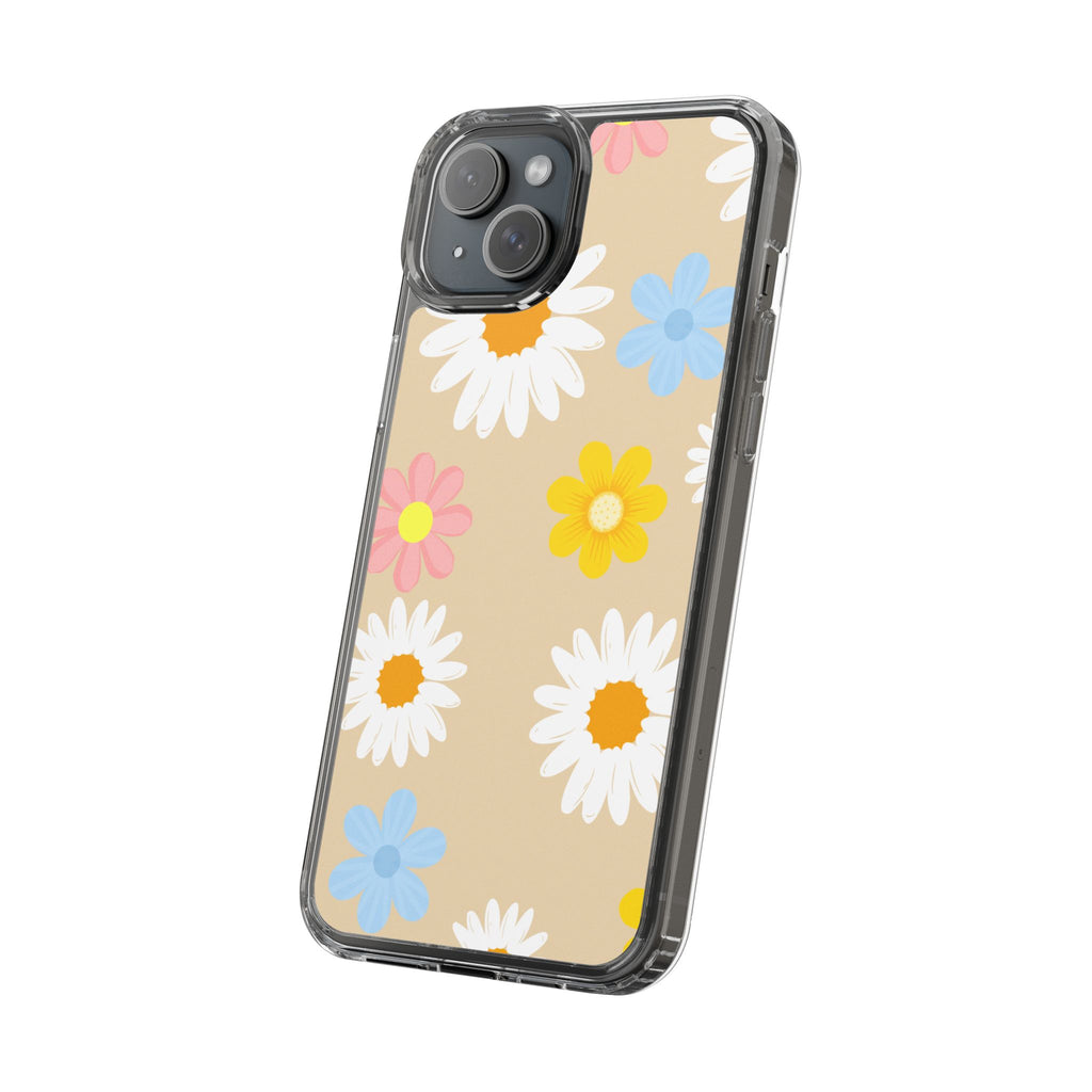 Daisy Floral Clear Phone Case — Pastel Flowers Protective iPhone Cover