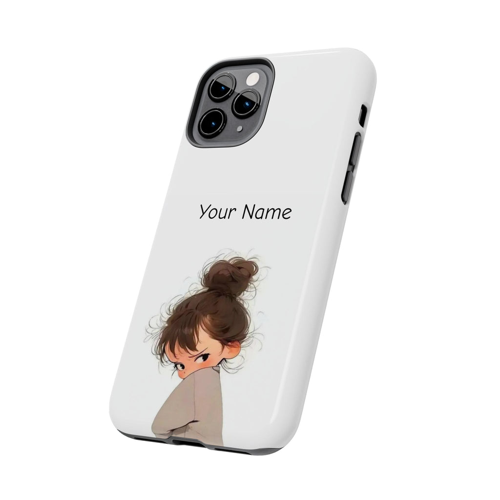 Personalized Cute Girl Tough Phone Case — Custom Name Protective iPhone Case