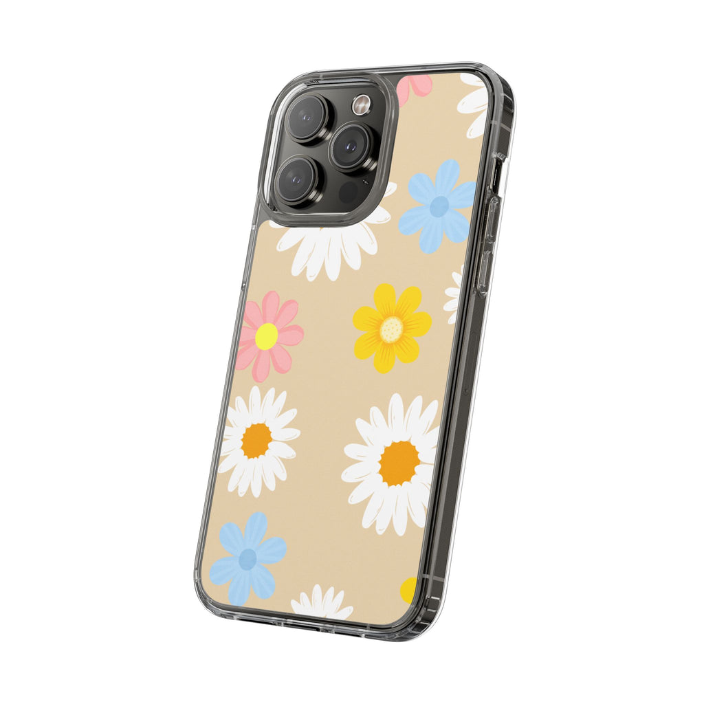 Daisy Floral Clear Phone Case — Pastel Flowers Protective iPhone Cover