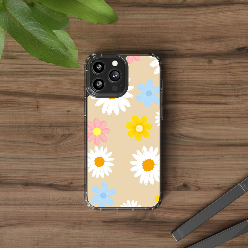 Daisy Floral Clear Phone Case — Pastel Flowers Protective iPhone Cover