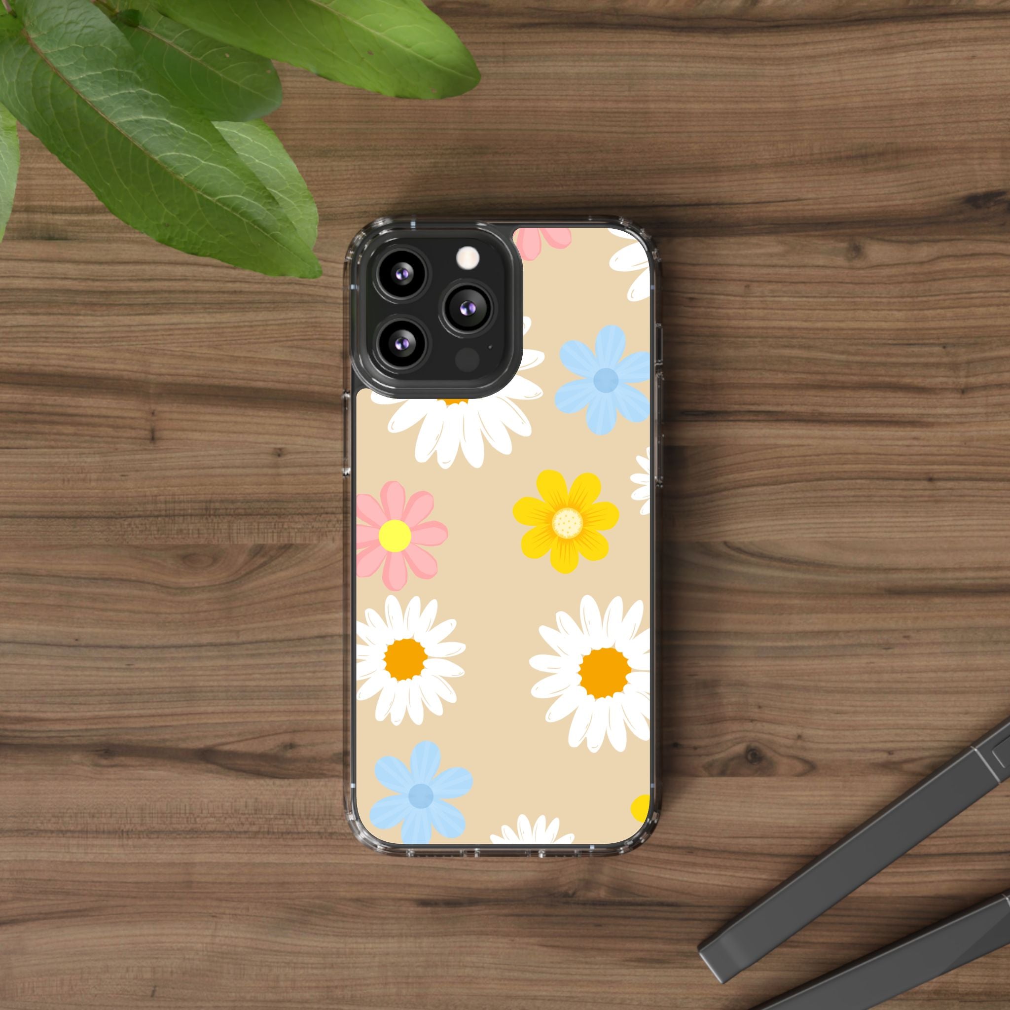 Daisy Floral Clear Phone Case — Pastel Flowers Protective iPhone Cover
