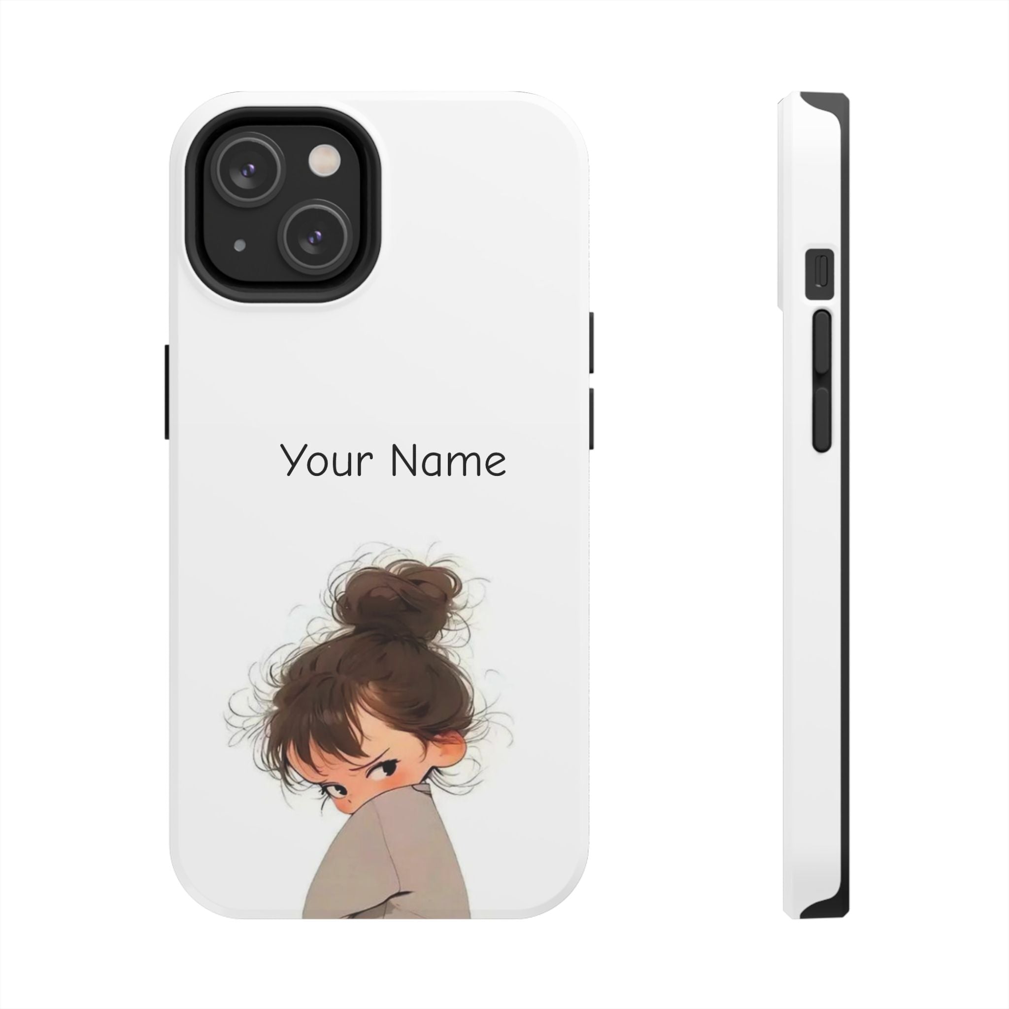 Personalized Cute Girl Tough Phone Case — Custom Name Protective iPhone Case